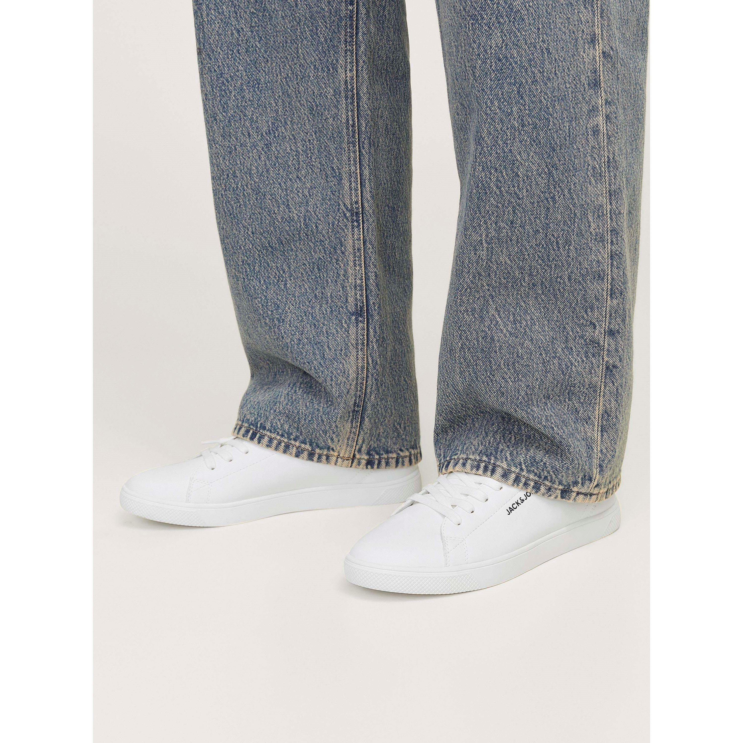 White/Navy - Jack and Jones - Men's Bosley PU Casual Low-Top Trainers - 2