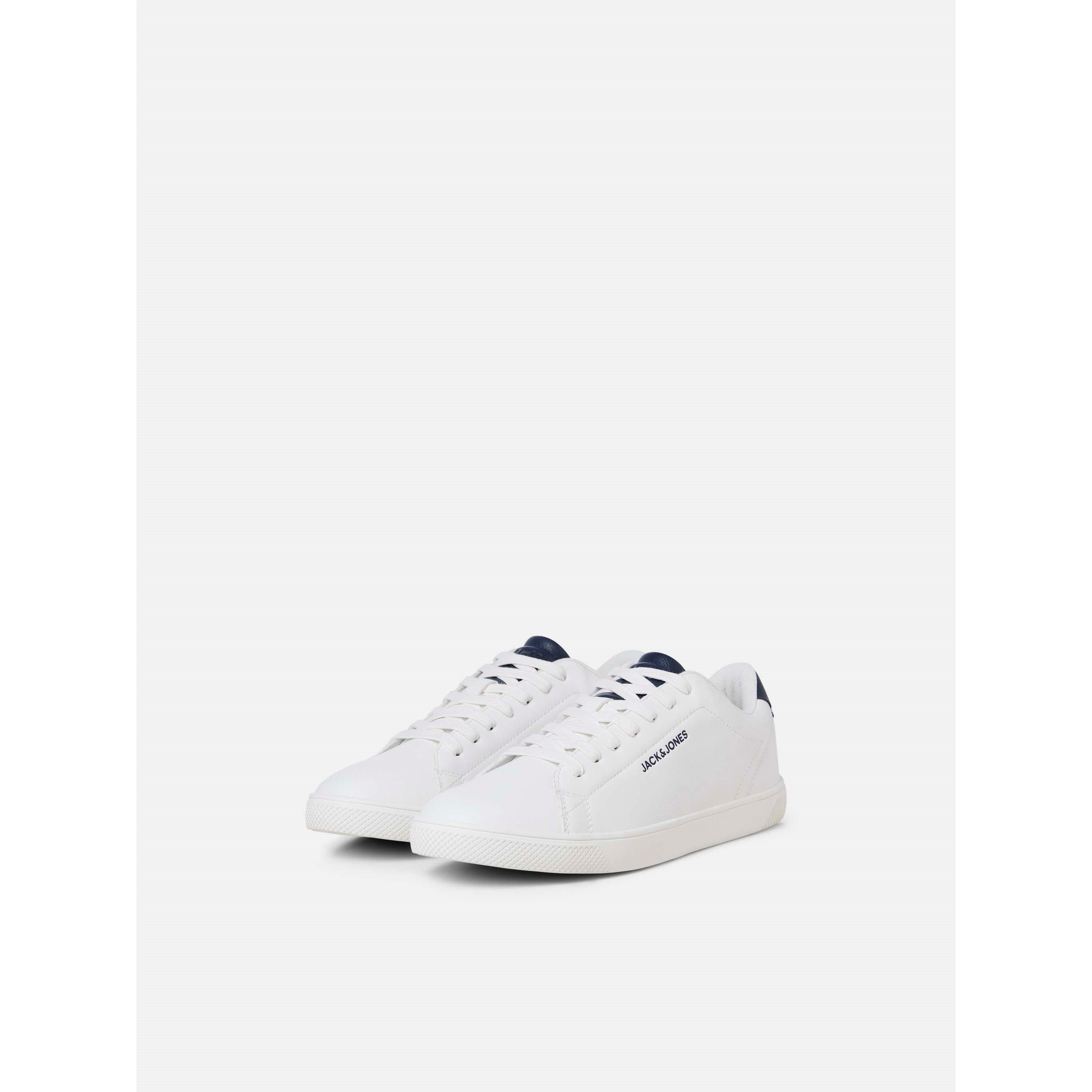 White/Navy - Jack and Jones - Men's Bosley PU Casual Low-Top Trainers - 6
