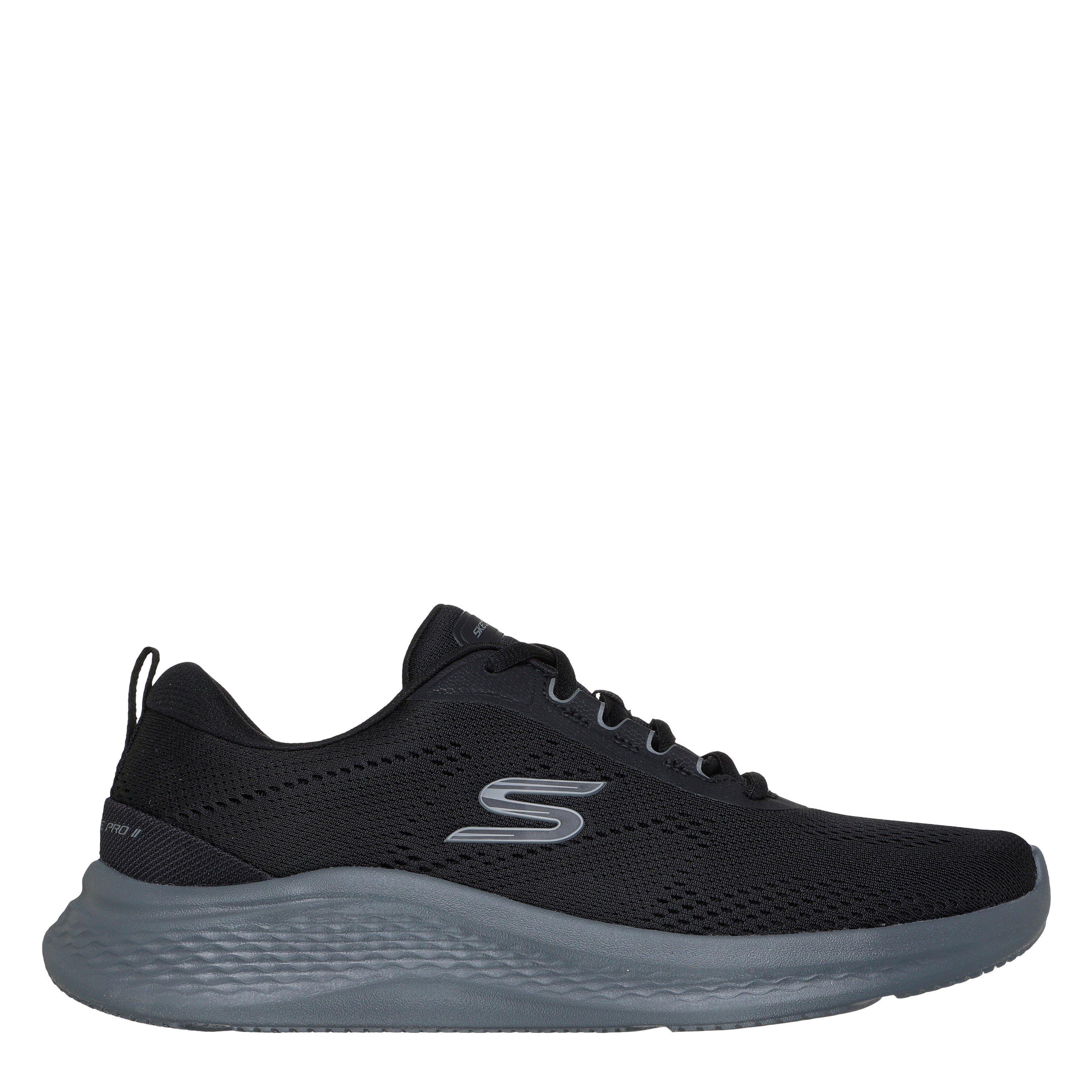 Black/Charcoal - Skechers - Engineered Mesh Lace Up Low-Top Trainers Mens - 3