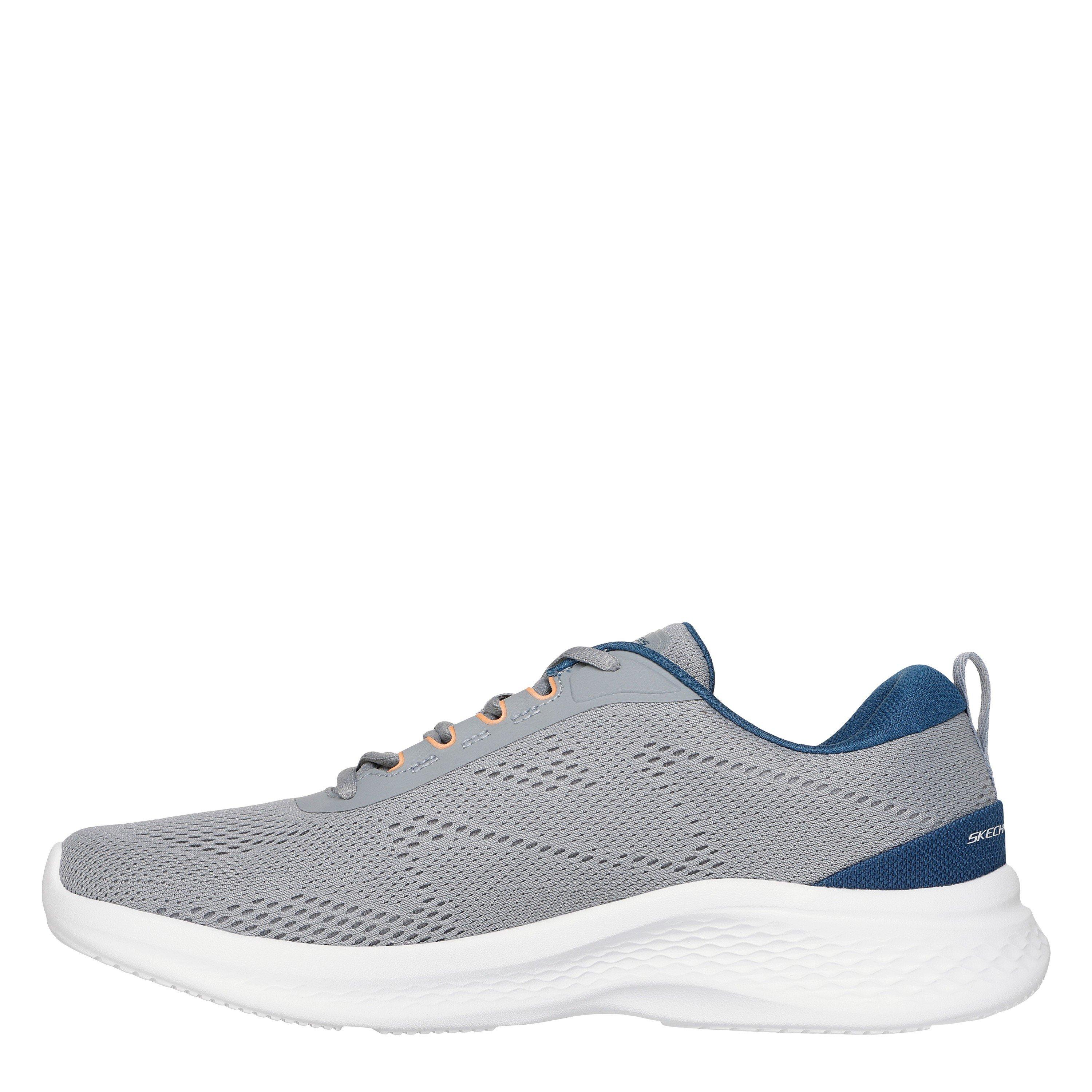 Grey/Blue - Skechers - Engineered Mesh Lace Up Low-Top Trainers Mens - 2
