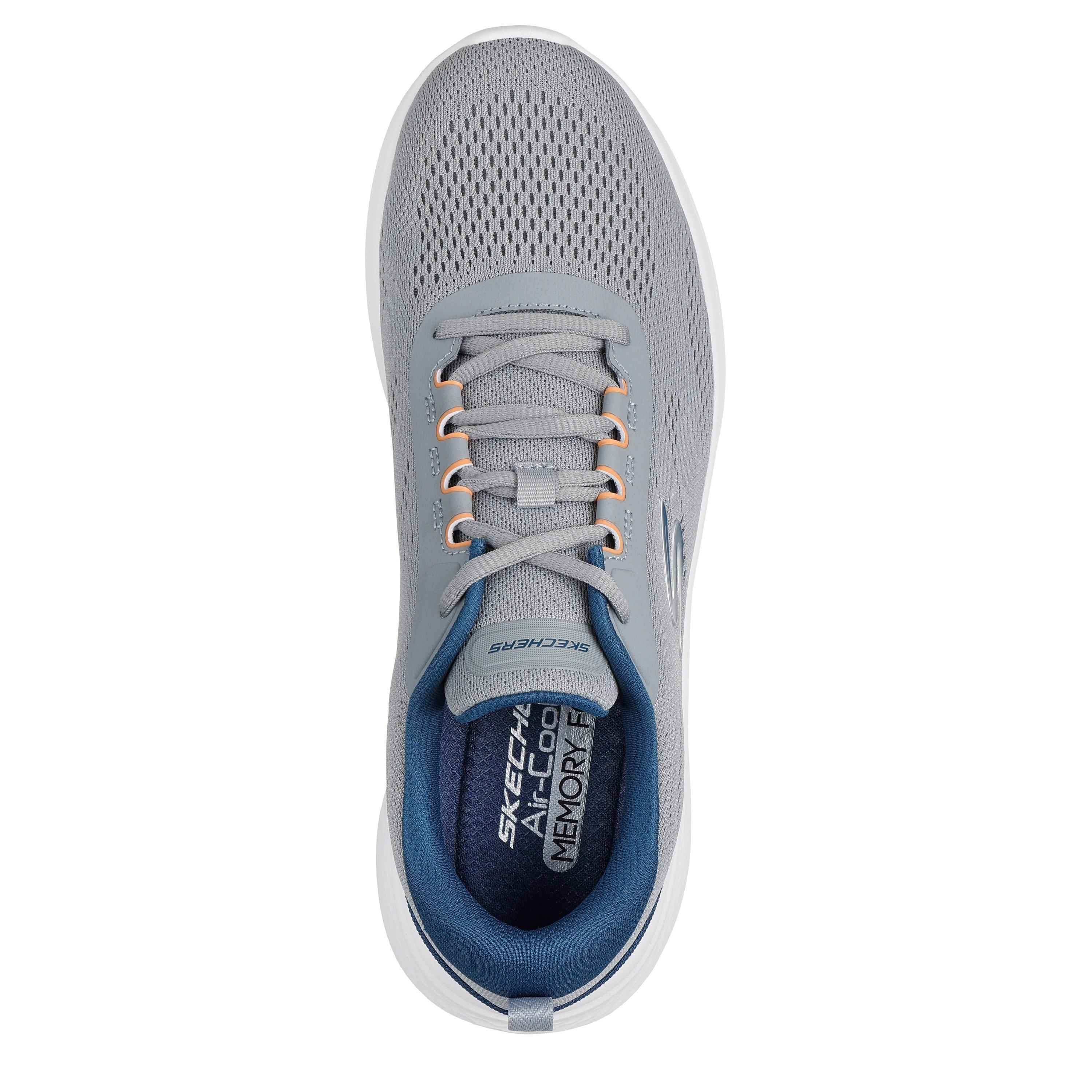 Grey/Blue - Skechers - Engineered Mesh Lace Up Low-Top Trainers Mens - 4