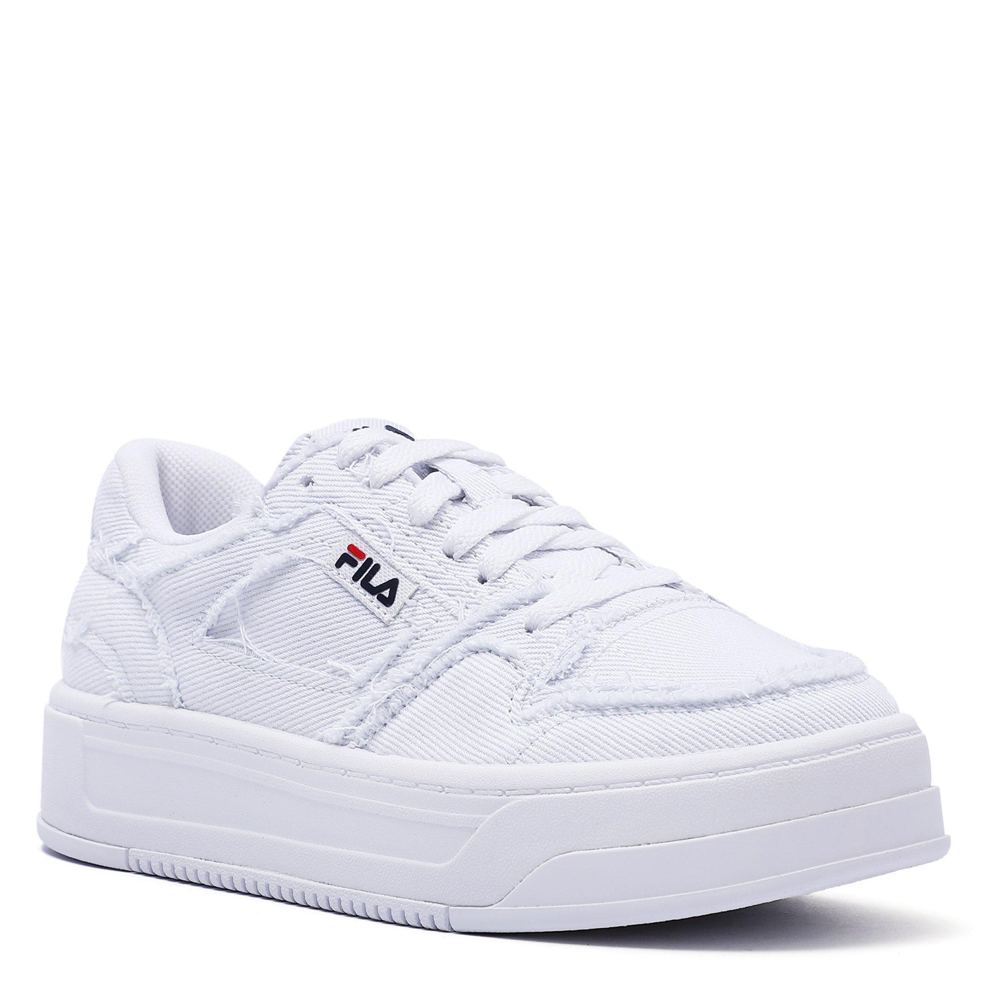 Wht/Wht/Wht - Fila - Court Ball White Denim Womens Platform Shoes - 5