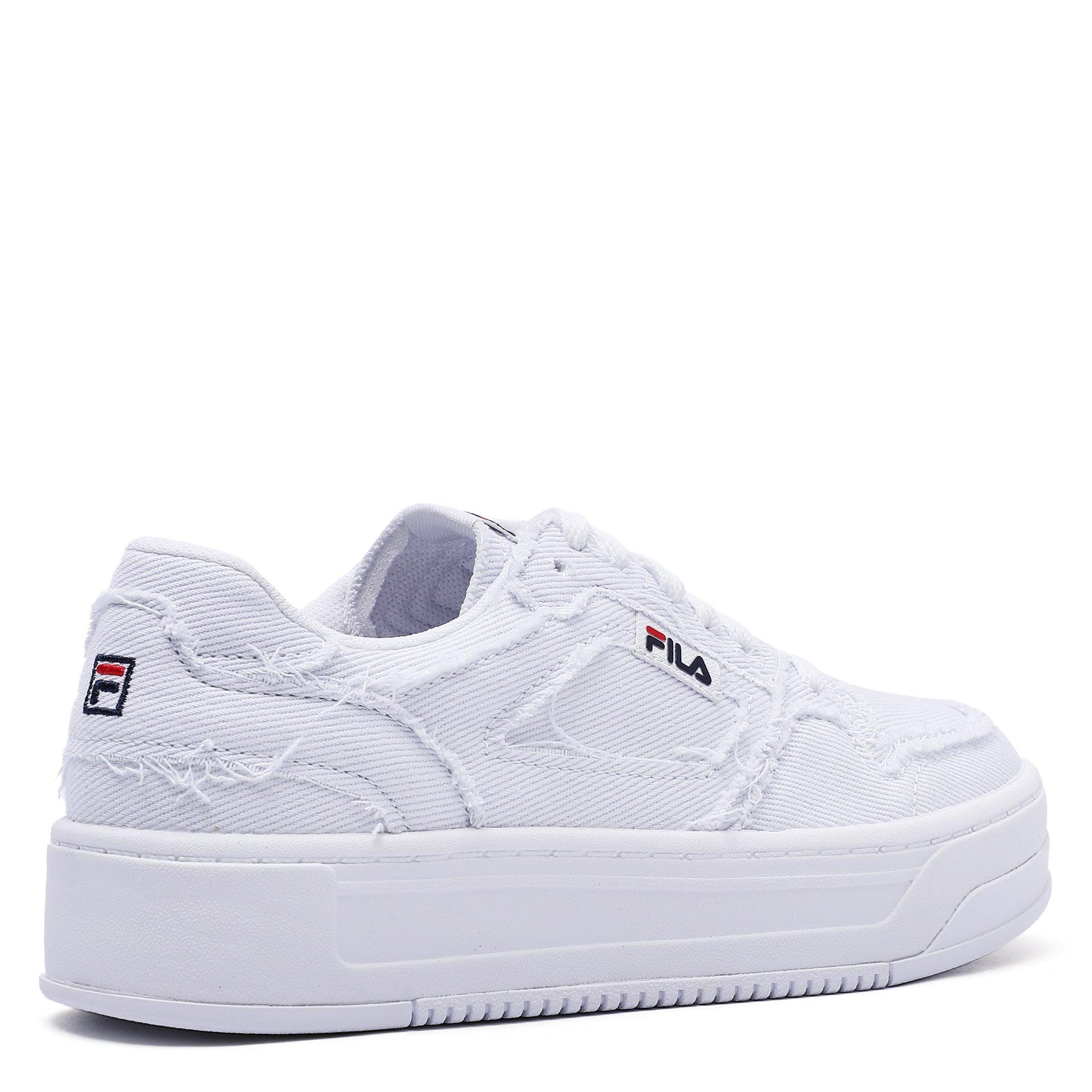 Wht/Wht/Wht - Fila - Court Ball White Denim Womens Platform Shoes - 6