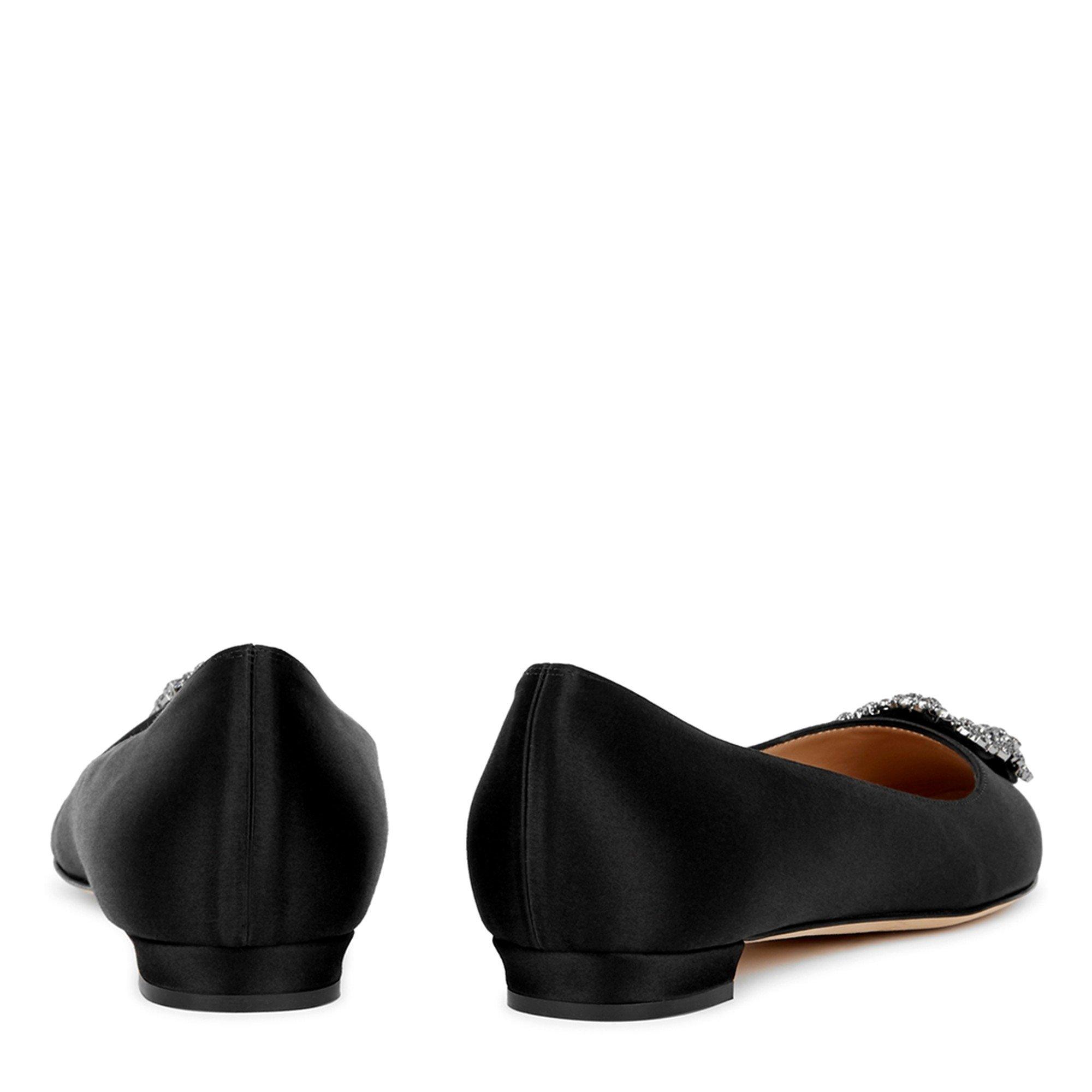 BLACK - Manolo Blahnik - flat point satin w ornament - 4
