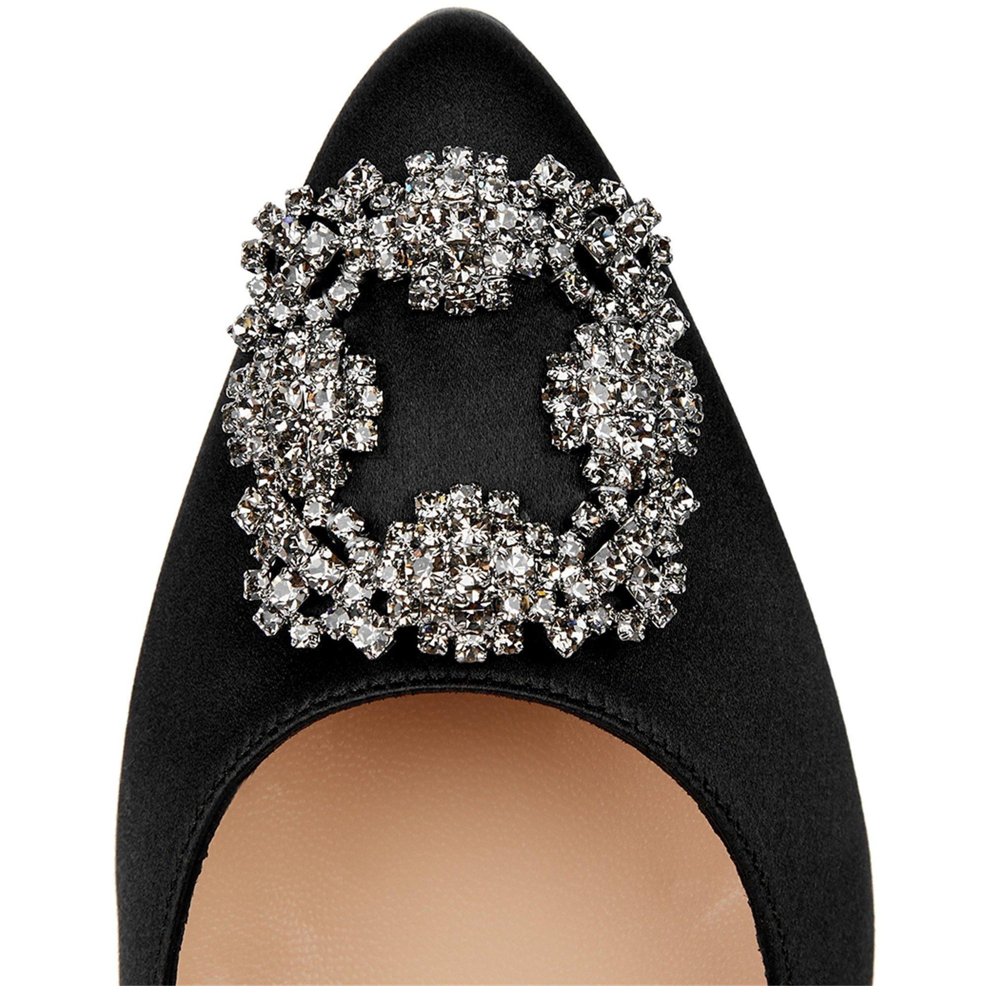 BLACK - Manolo Blahnik - flat point satin w ornament - 5