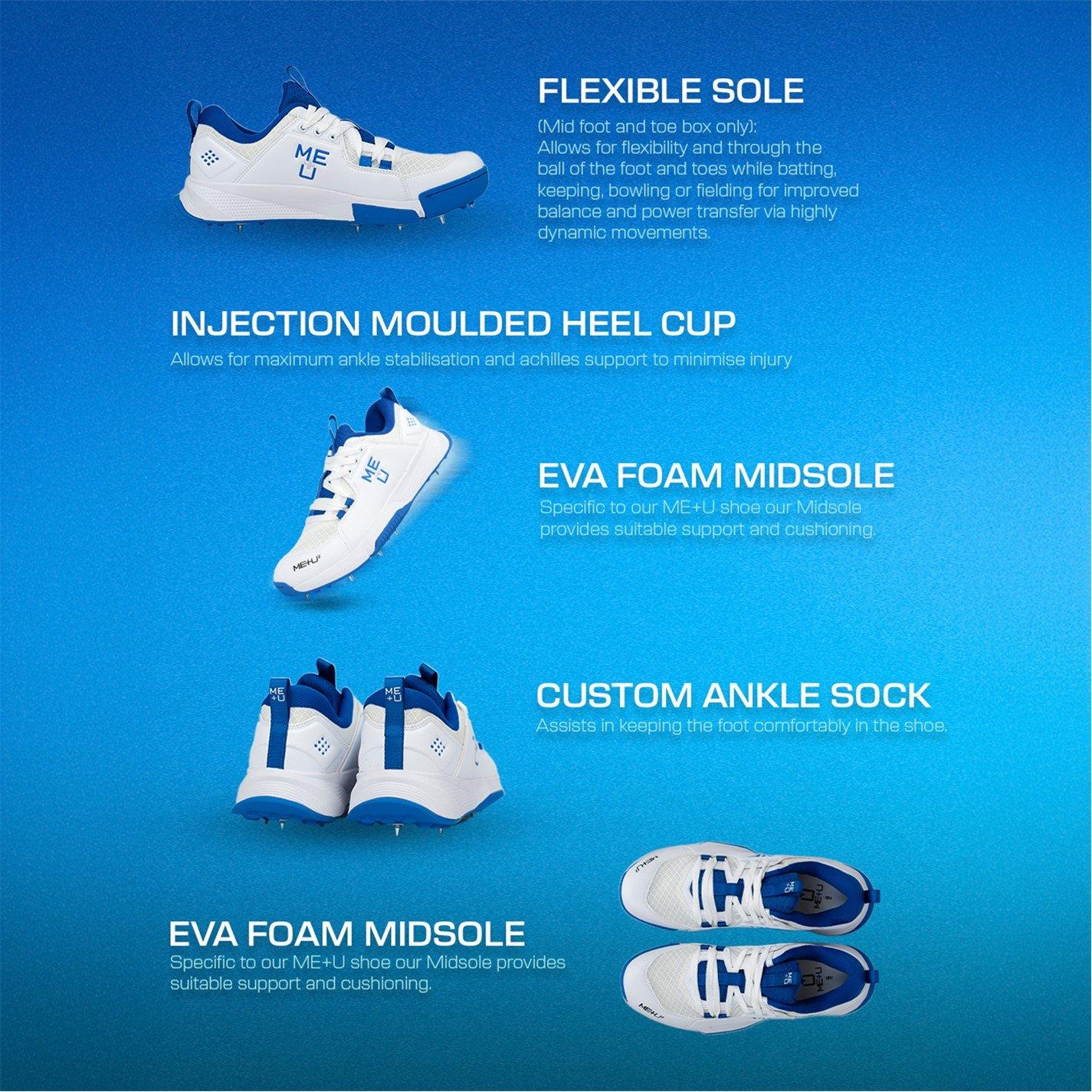 White/Blue - ME PLUS U - Cricket Spikes - 2