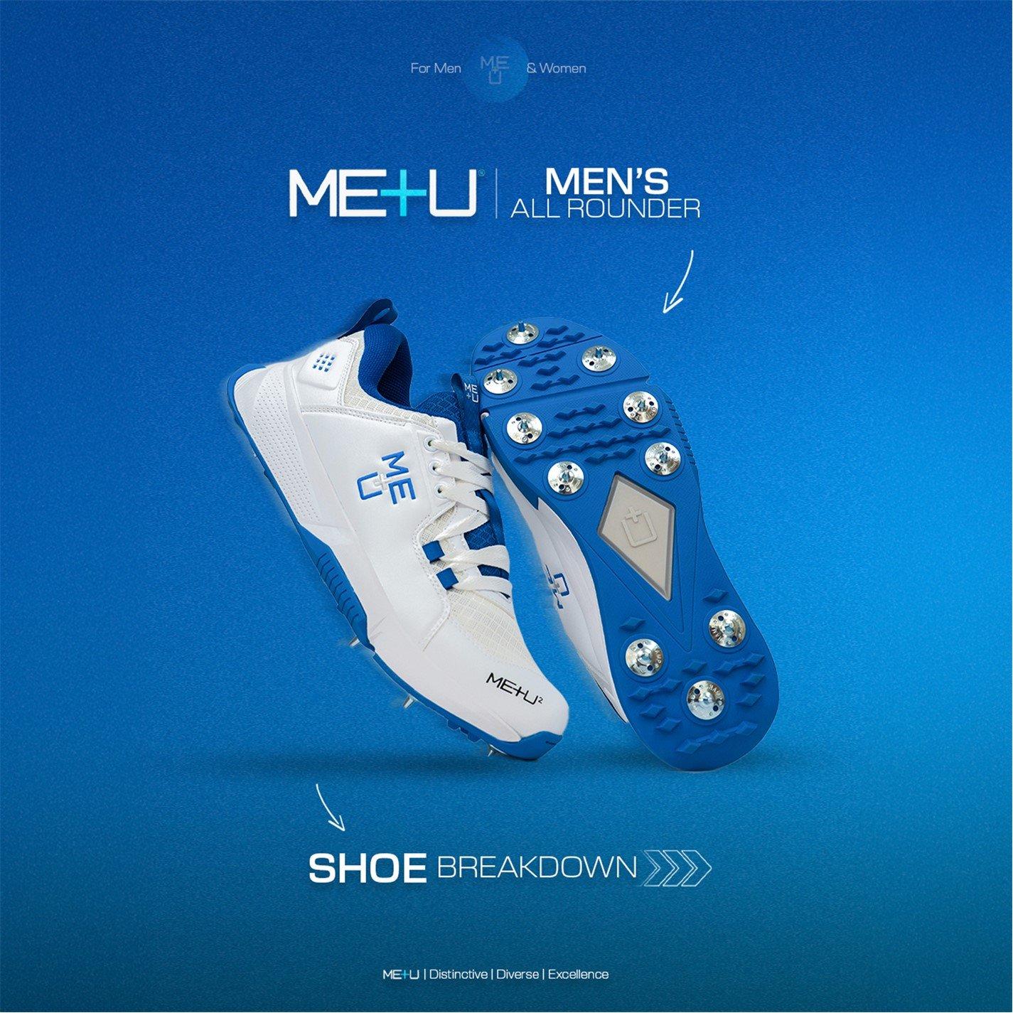 White/Blue - ME PLUS U - Cricket Spikes - 6