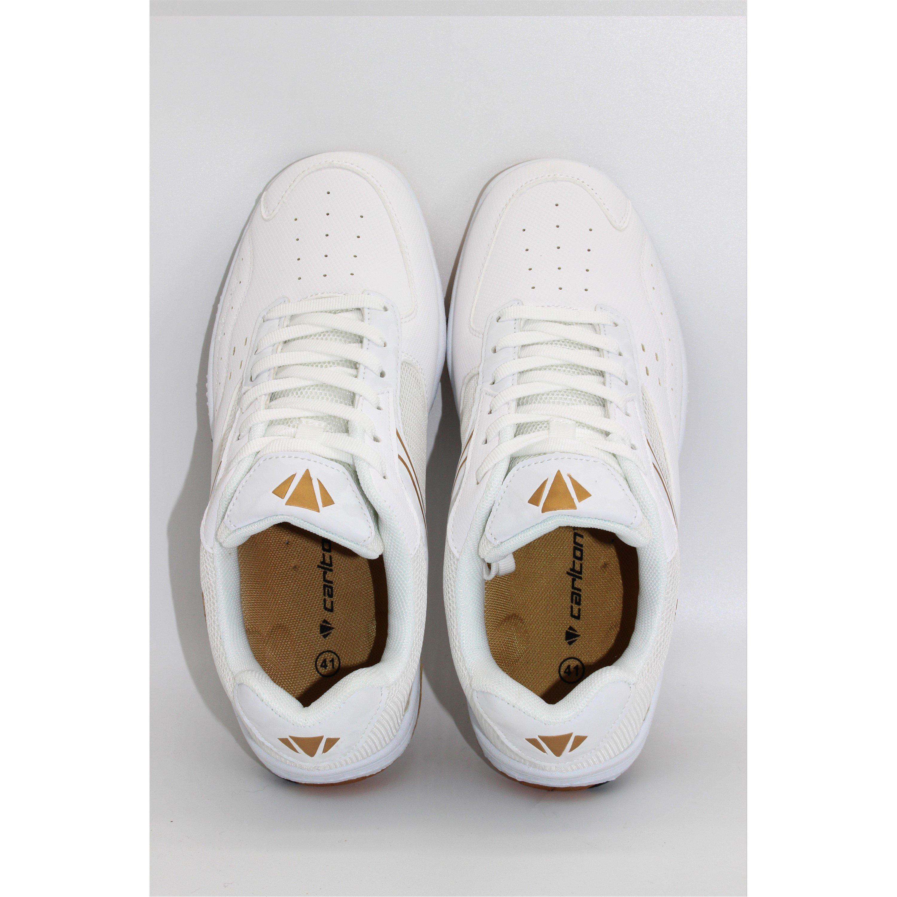 WHITE / GOLD - Carlton - CC-120 Mens Badminton Shoes - 6