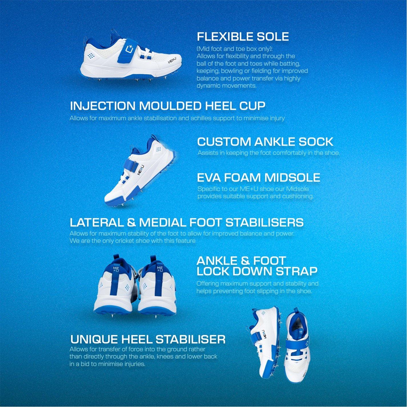 White/Blue - ME PLUS U - Cricket Spikes - 2