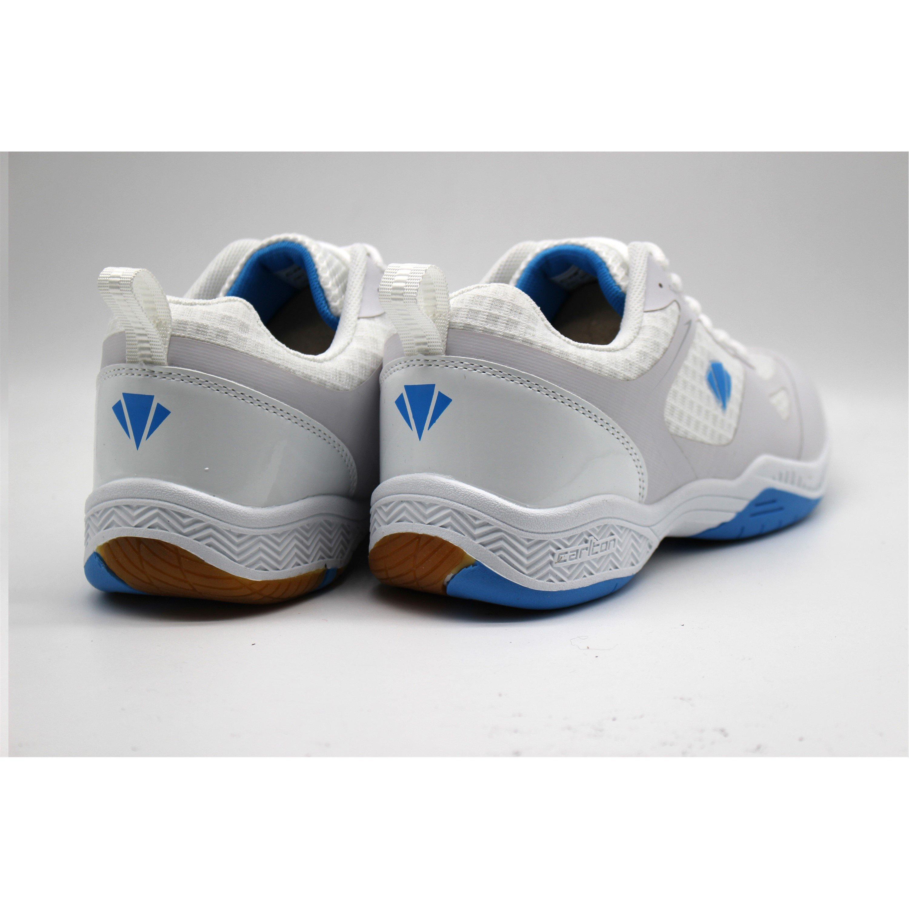 WHITE - Carlton - Men's Indoor Engineered Mesh Lace Up Badminton Trainers - 5
