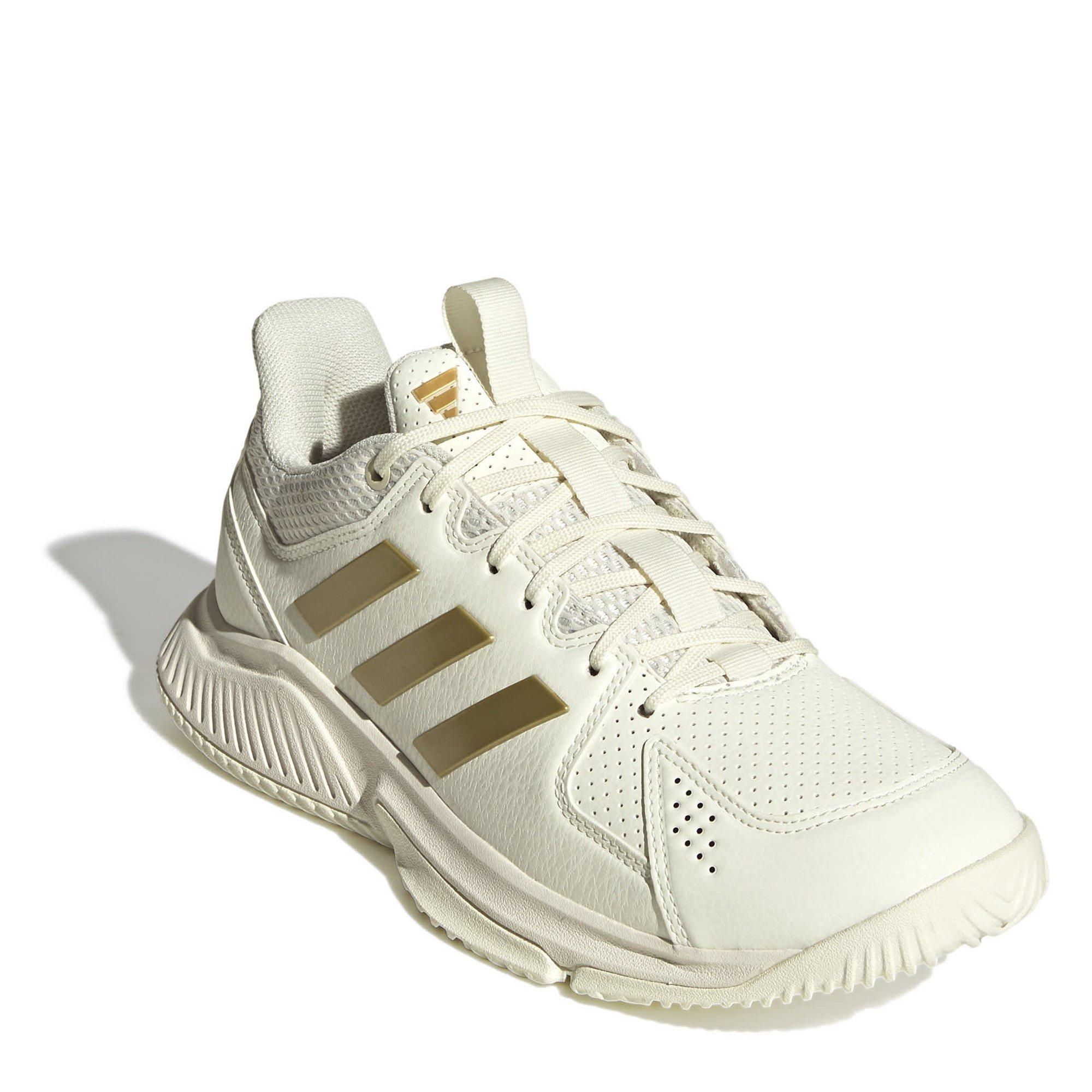 White/Gold - adidas - Court Flight Netball Shoes - 3