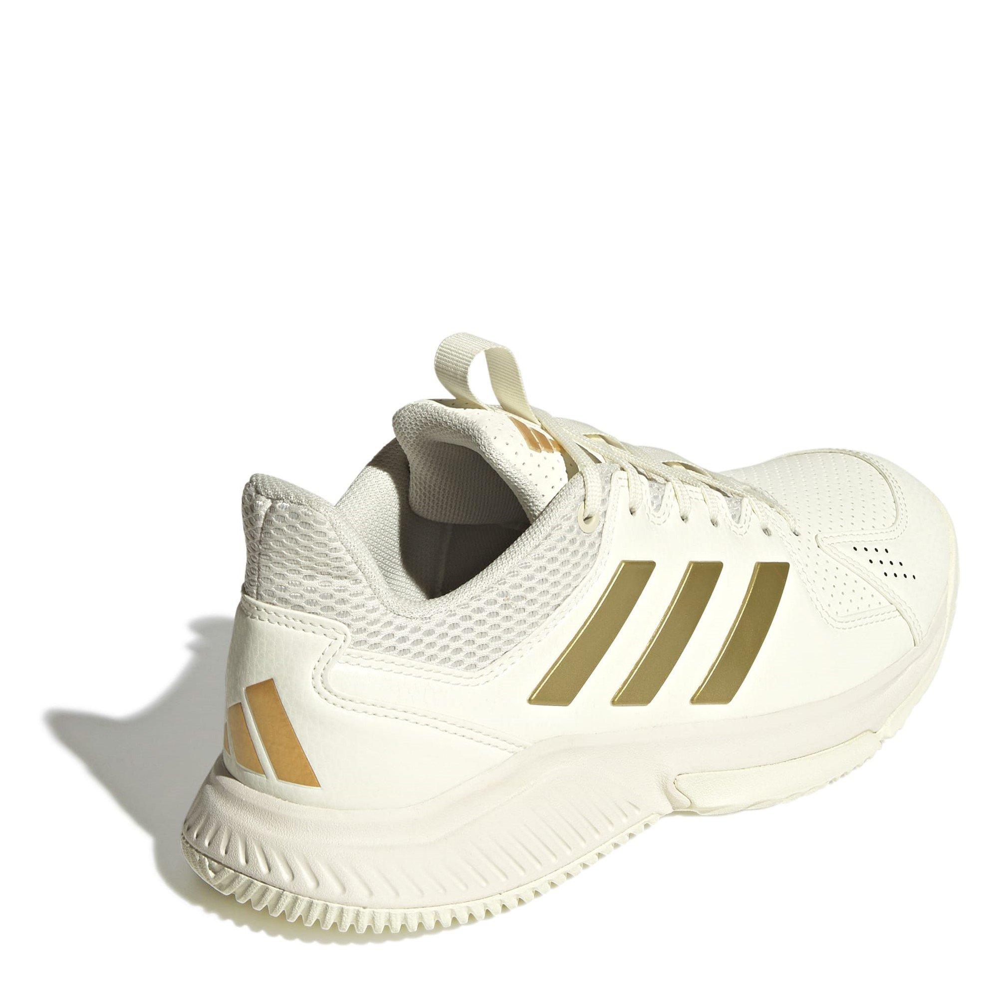 White/Gold - adidas - Court Flight Netball Shoes - 4