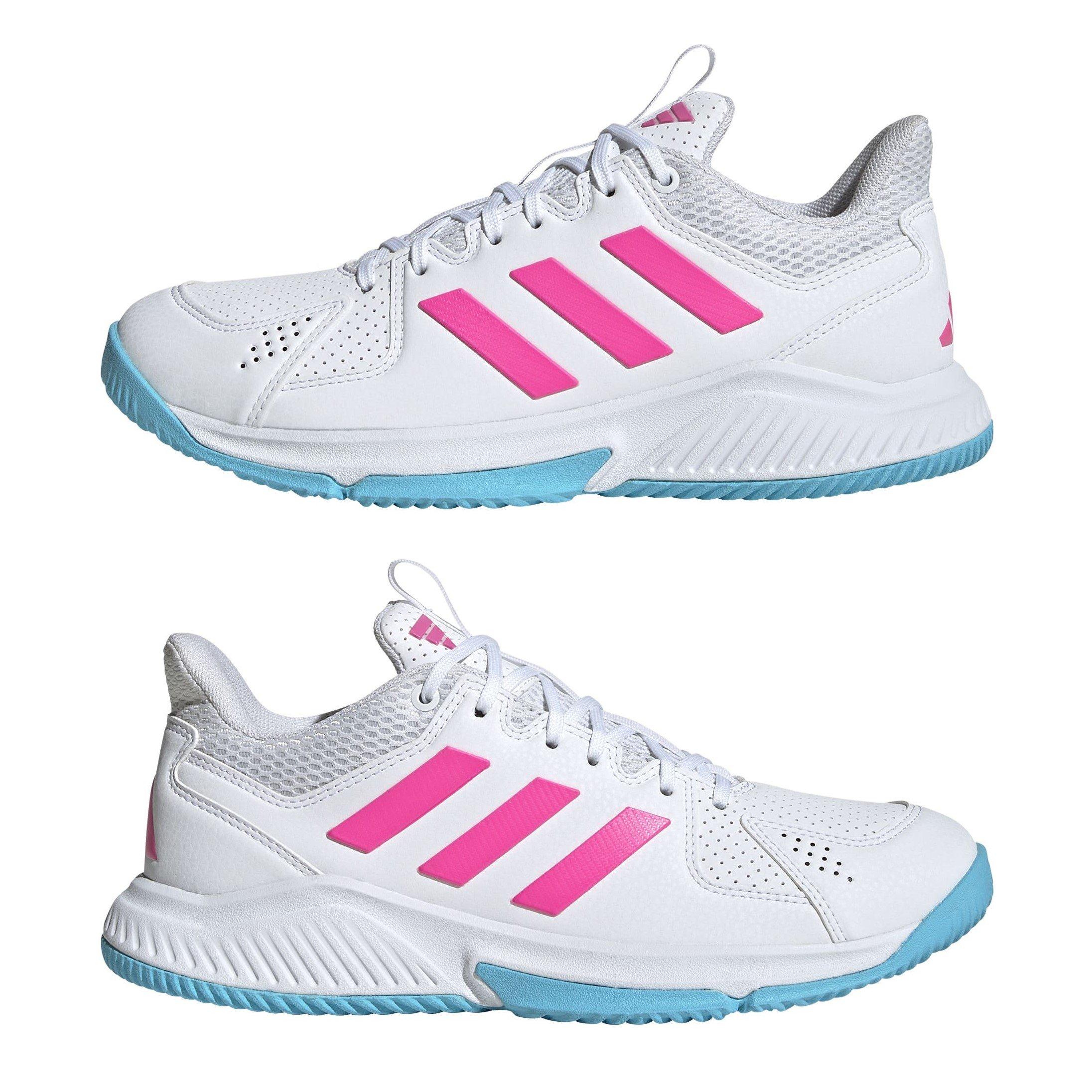 Branco/Rosa - adidas - Court Flight Indoor Shoes Womens - 9