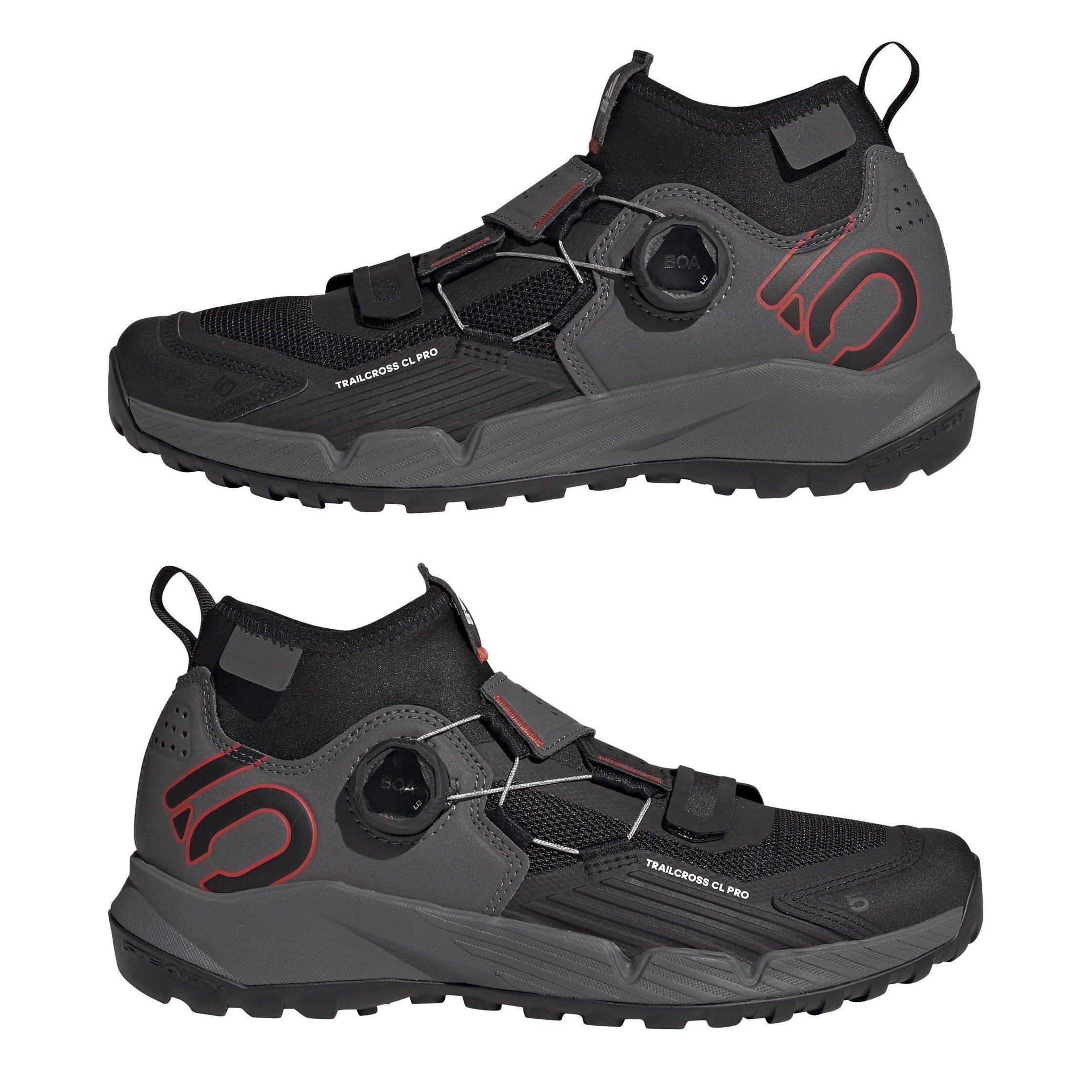 Grey/Black/Red - Five Ten - Five Ten 5.10 Trailcross Pro Clip-In Mountain Bike Shoes Womens - 9