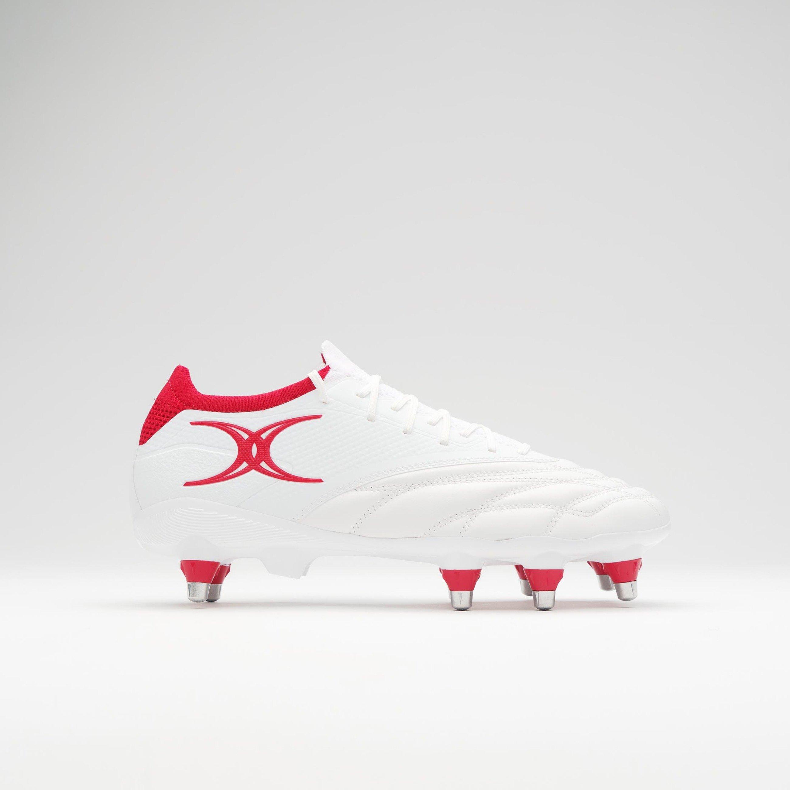 White - Gilbert - Icon Players 8 Soft Ground Rugby Boots Adults - 1