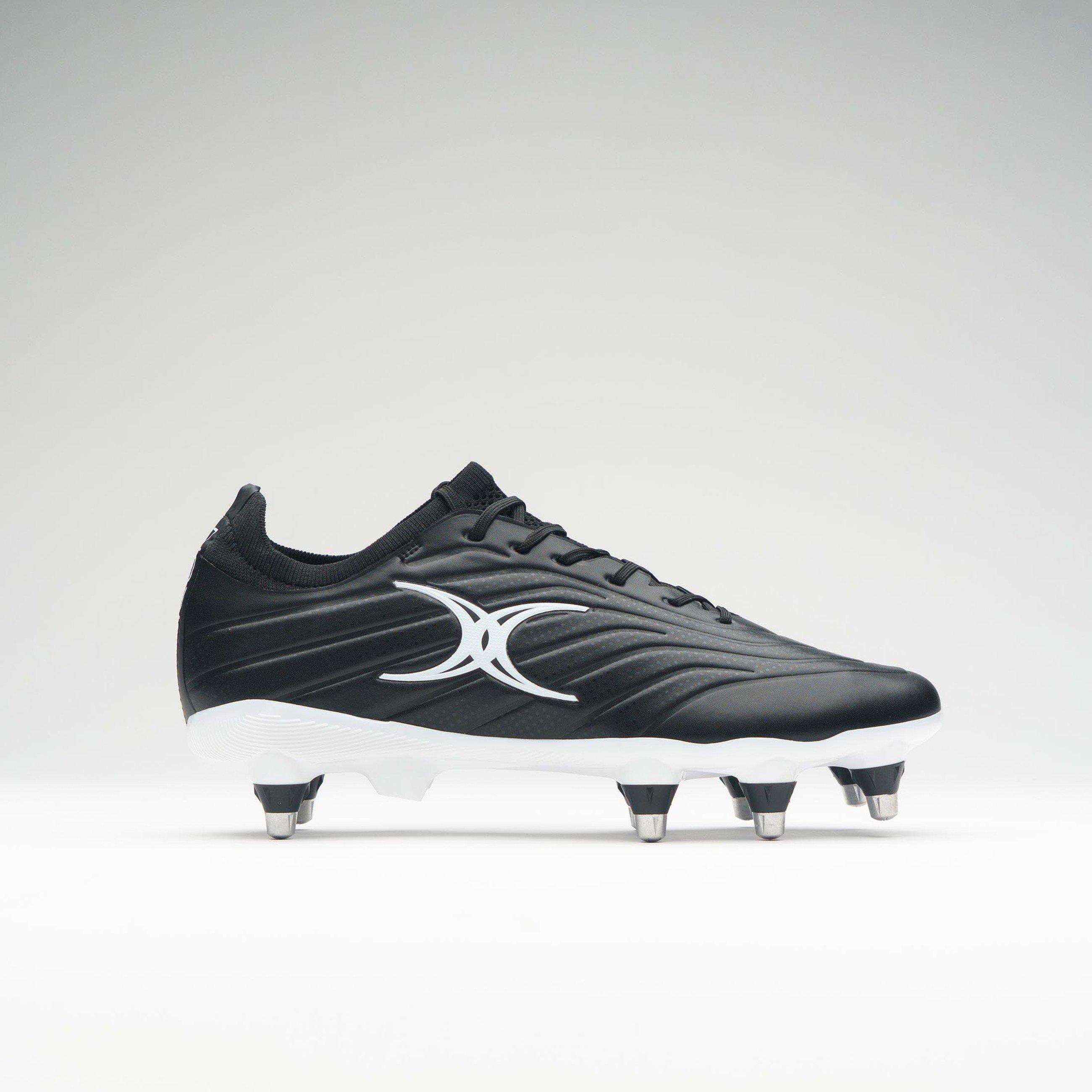 Black - Gilbert - Icon Power 8 Adults Soft Ground Rugby Boots - 1