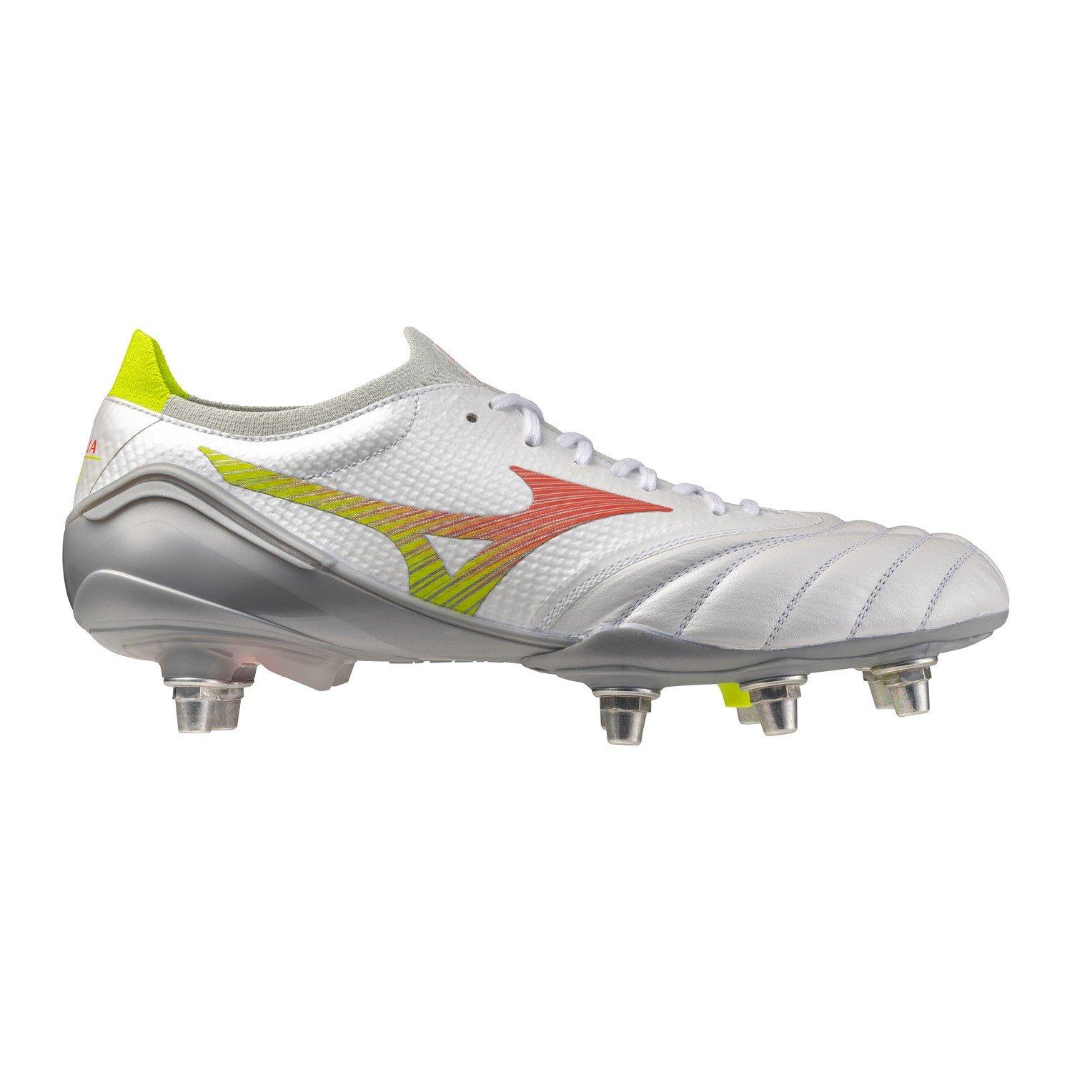 White/Lava - Mizuno - Mens Mizuno Morellia Neo V Elite Softground Rugby Booots - 6