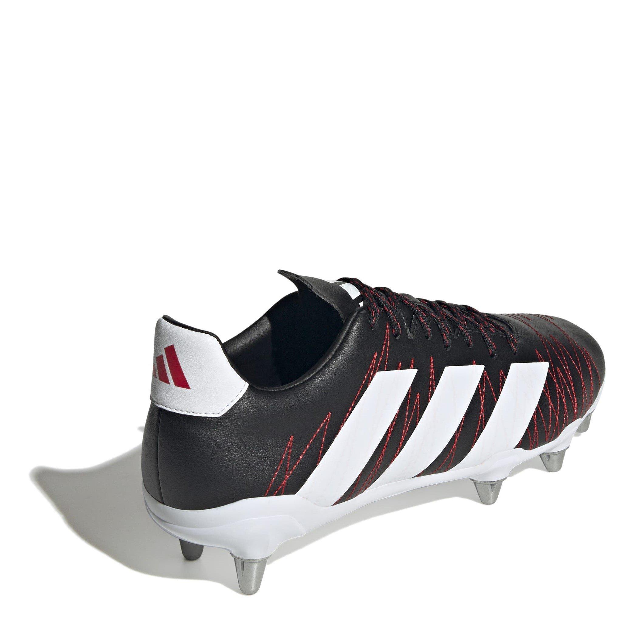 Blk/Wht/Crbn - adidas - Kakari Adults Soft Ground Rugby Boots - 4