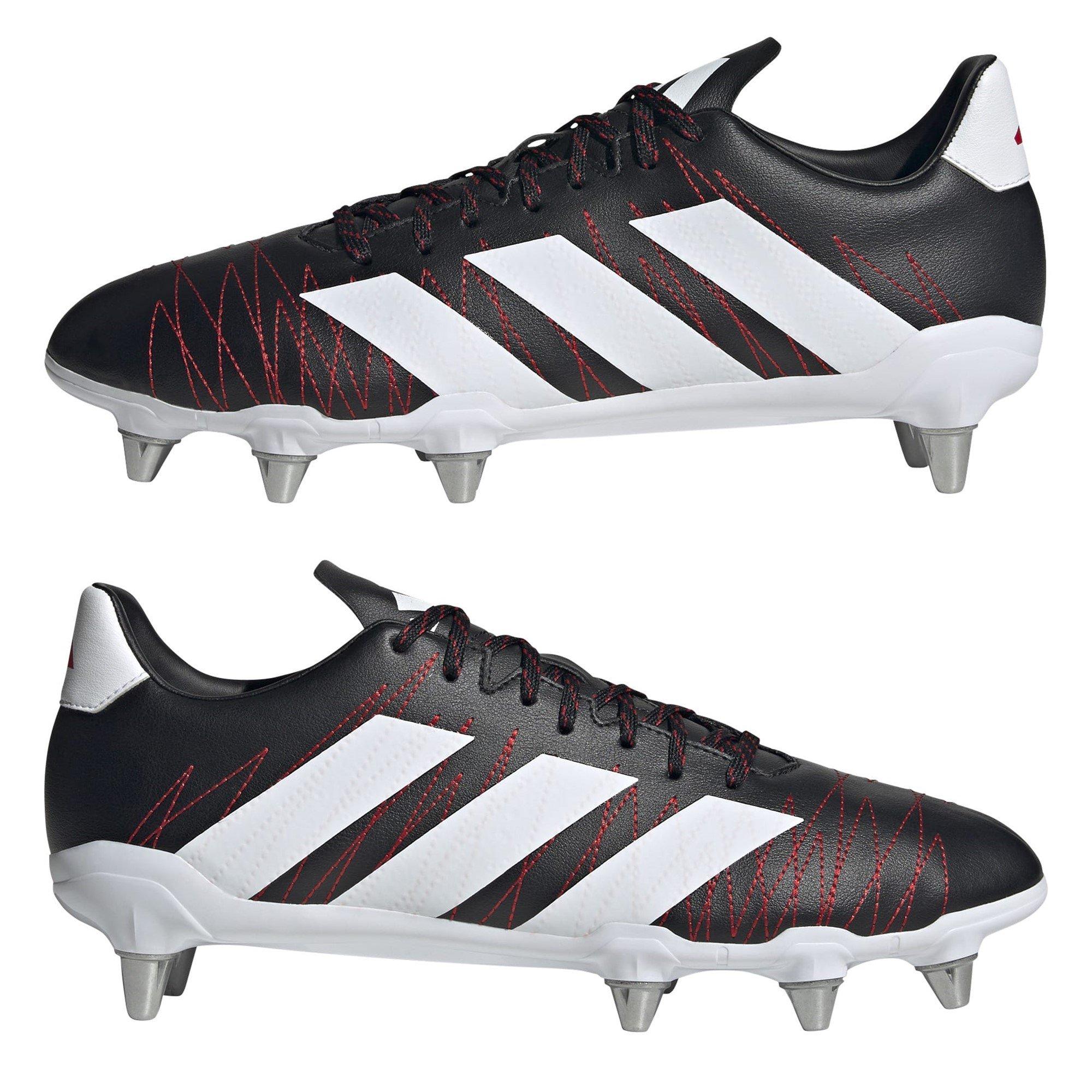 Blk/Wht/Crbn - adidas - Kakari Adults Soft Ground Rugby Boots - 9