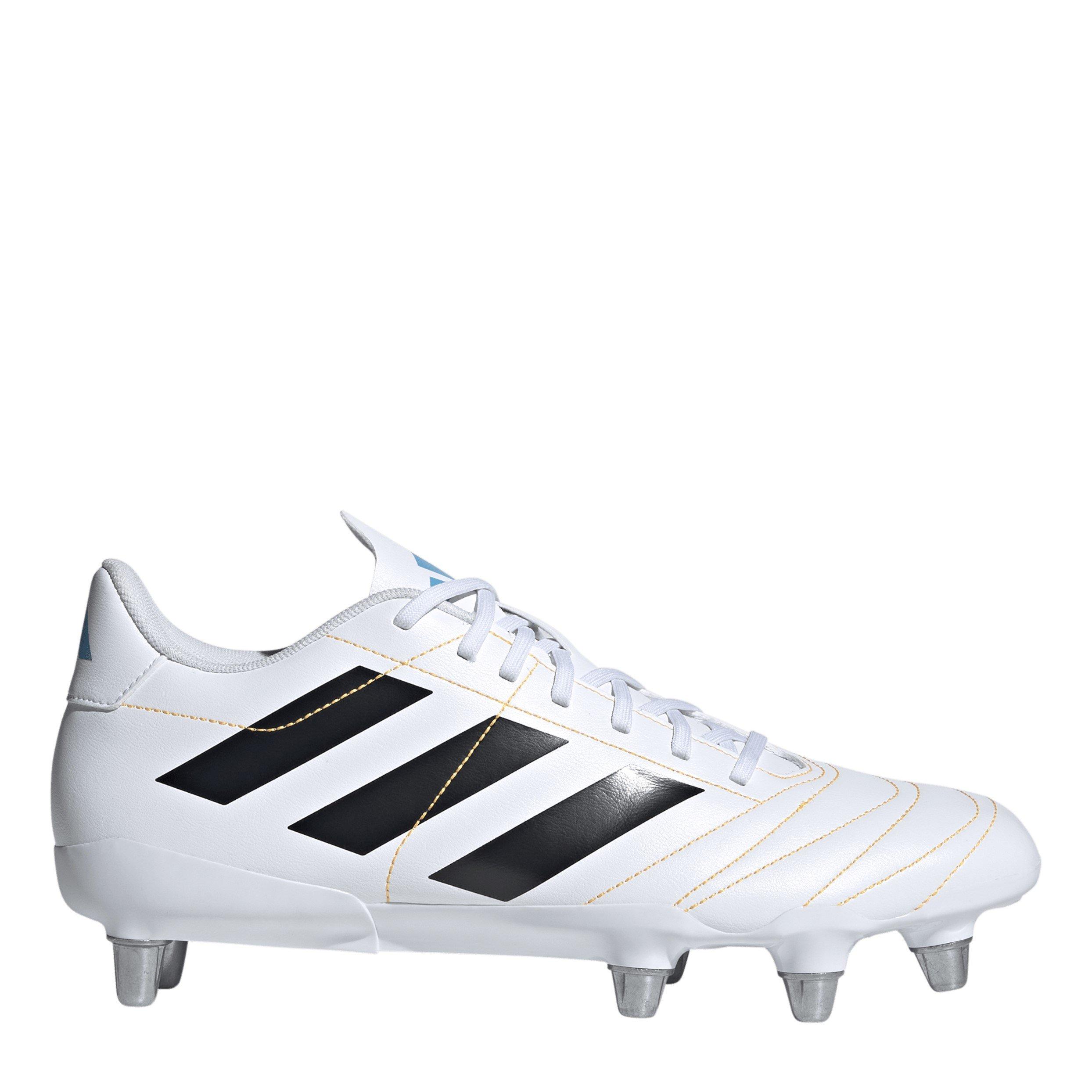 Adidas Men's Kakari Adults Soft Ground Rugby Boots - Wht/Blk/Luc - 7 (40.7)