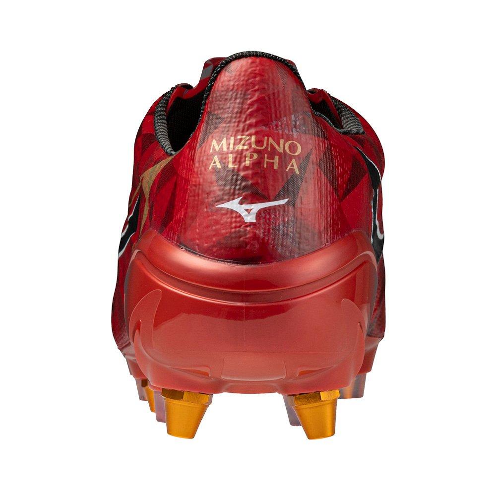 Red/Black/Gold - Mizuno - Alpha II Made in Japan Mix Mens Soft Ground Rugby Boots - 5
