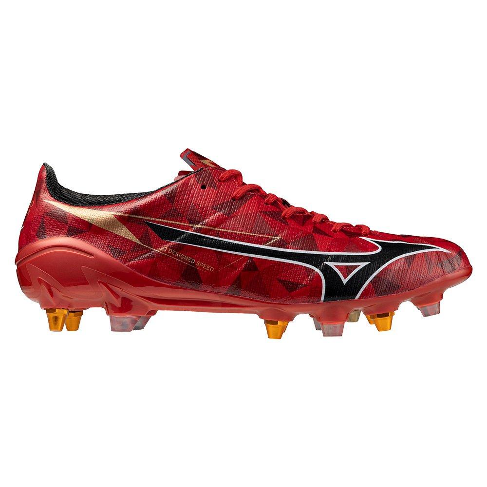 Red/Black/Gold - Mizuno - Alpha II Made in Japan Mix Mens Soft Ground Rugby Boots - 6