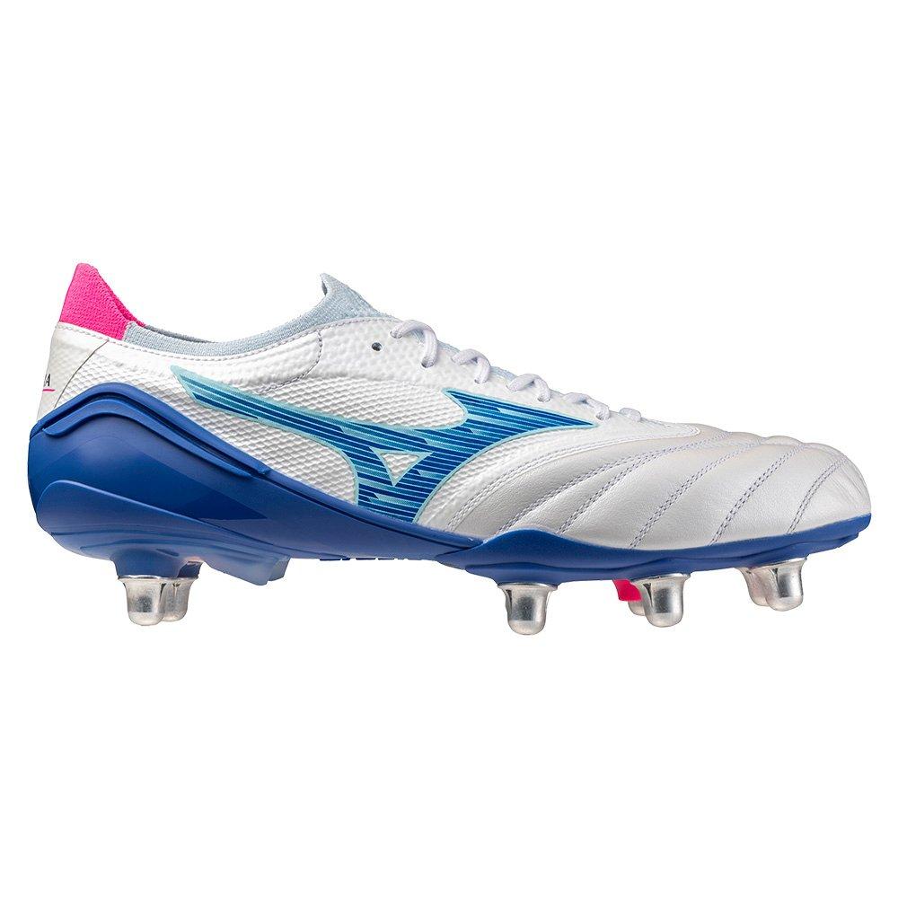 Branco/Turquesa/Rosa - Mizuno - Morelia Neo IV Elite Adults Soft Ground Rugby Boots - 6
