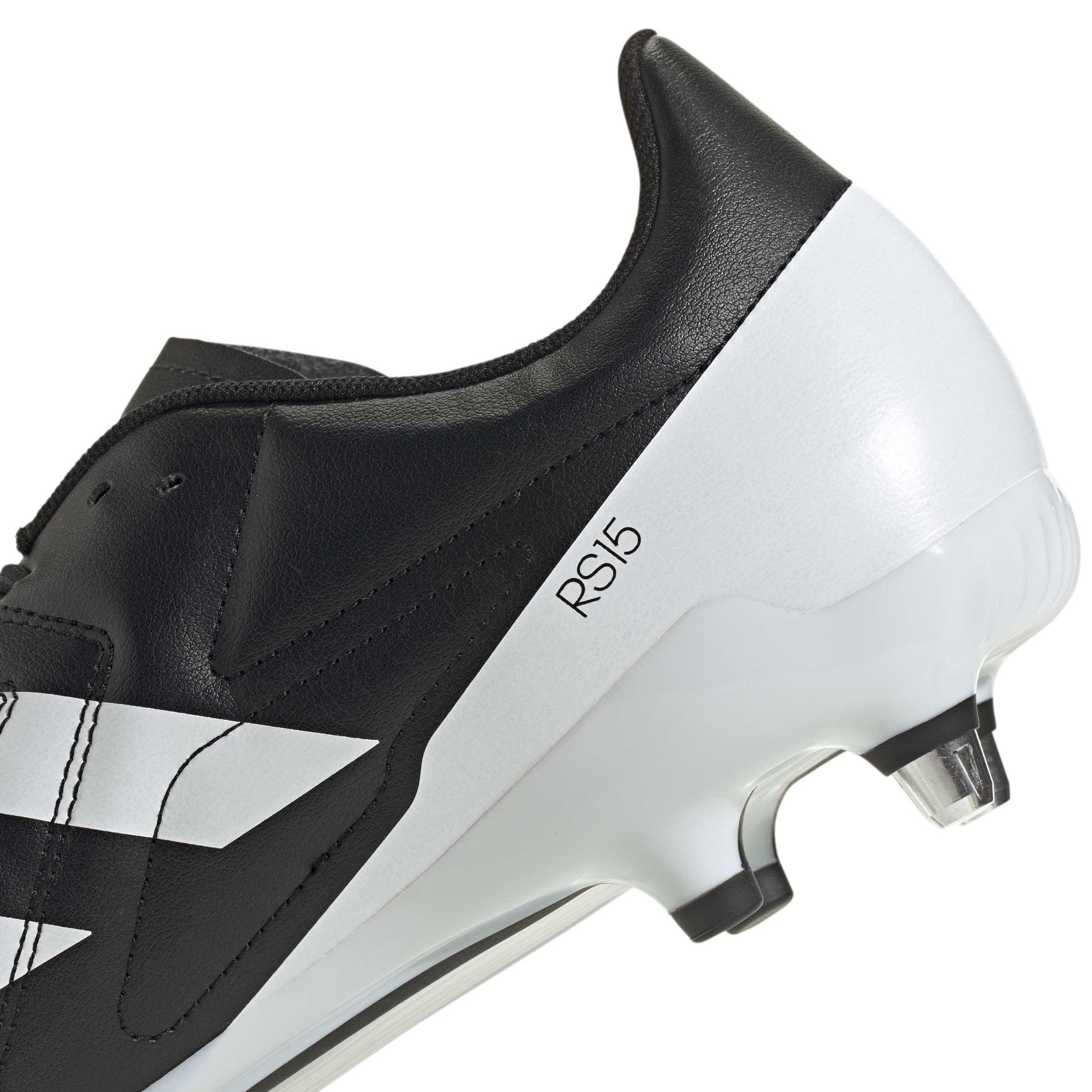 Black/White - adidas - RS-15 Adults Soft Ground Rugby Boots - 8