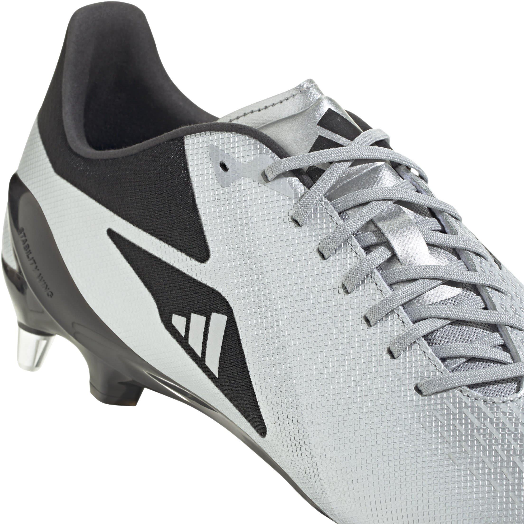 Slv/Blk - adidas - Adizero RS15 Pro Soft Ground Rugby Boots - 8