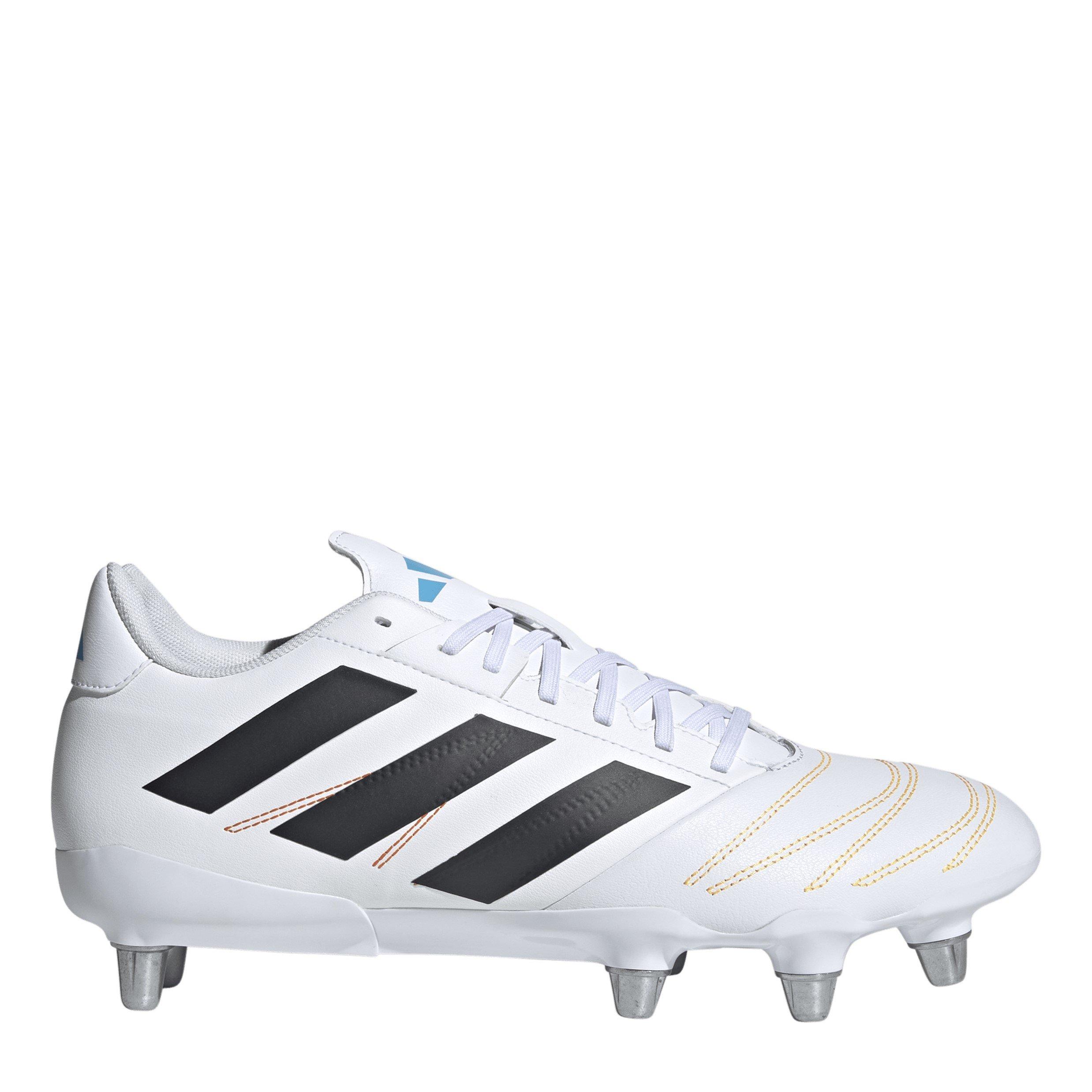 Adidas Men's Kakari Elite Adults Soft Ground Rugby Boots - Wht/Blk/Luc - 7 (40.7)