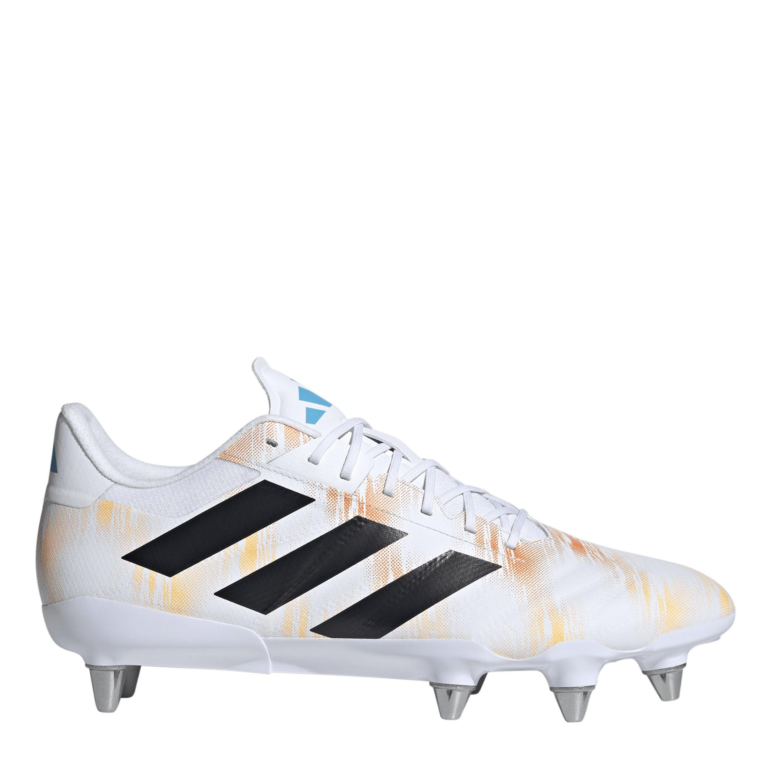 Adidas Men's Kakari Rs Adults Soft Ground Rugby Boots - Wht/Blk/Luc - 10.5(45.3)