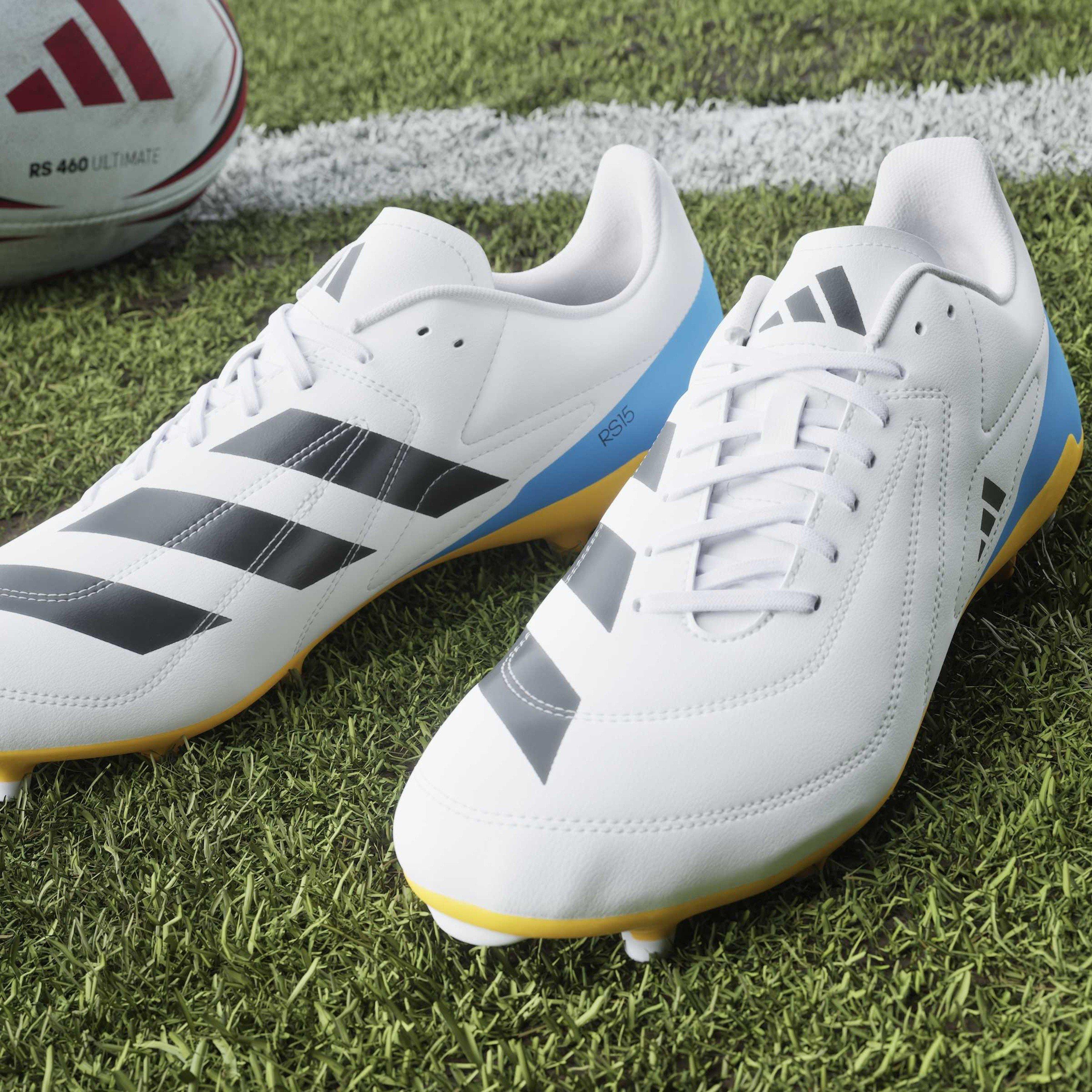 Wht/Blk/luc - adidas - RS-15 Adults Firm Ground Rugby Boots - 16