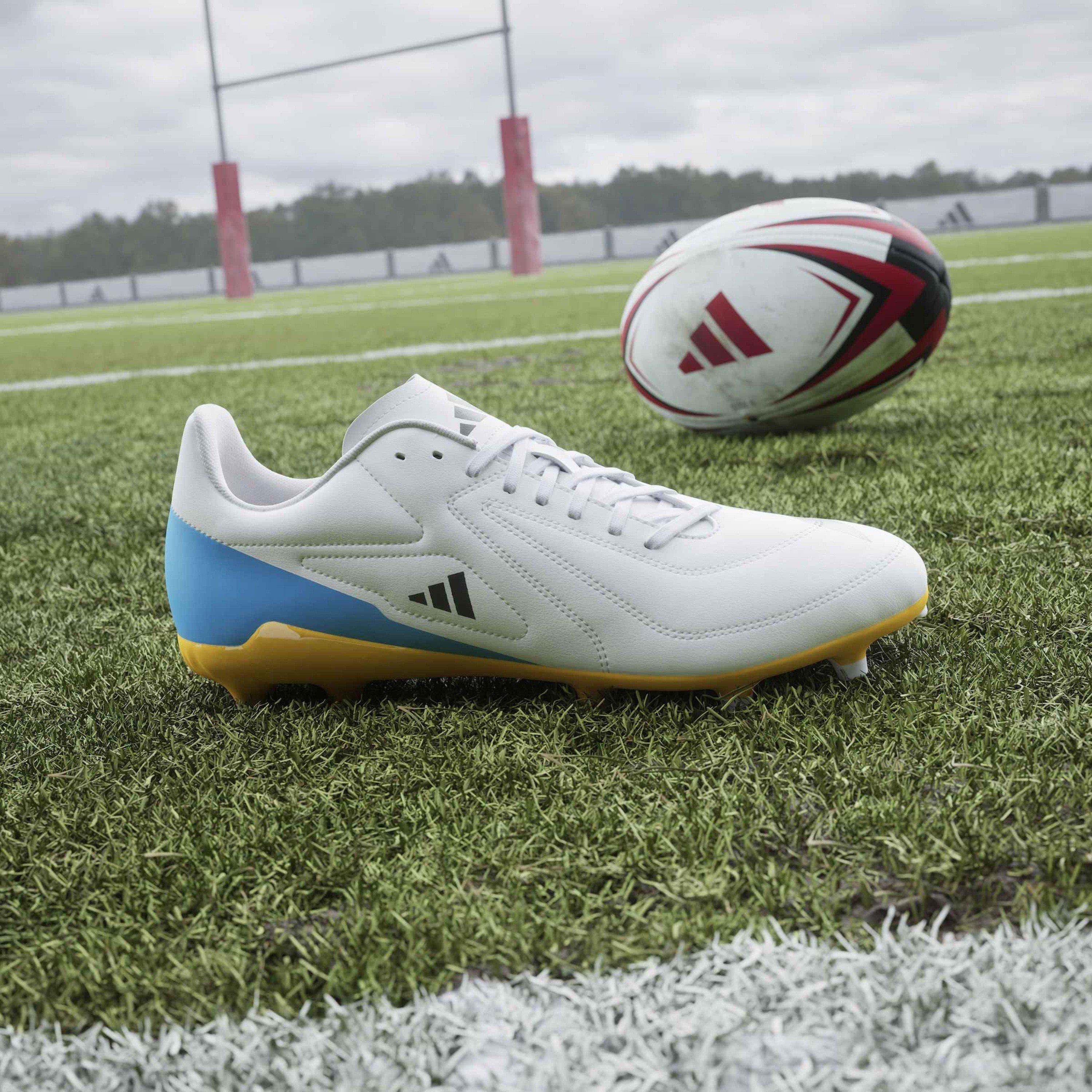 Wht/Blk/luc - adidas - RS-15 Adults Firm Ground Rugby Boots - 10