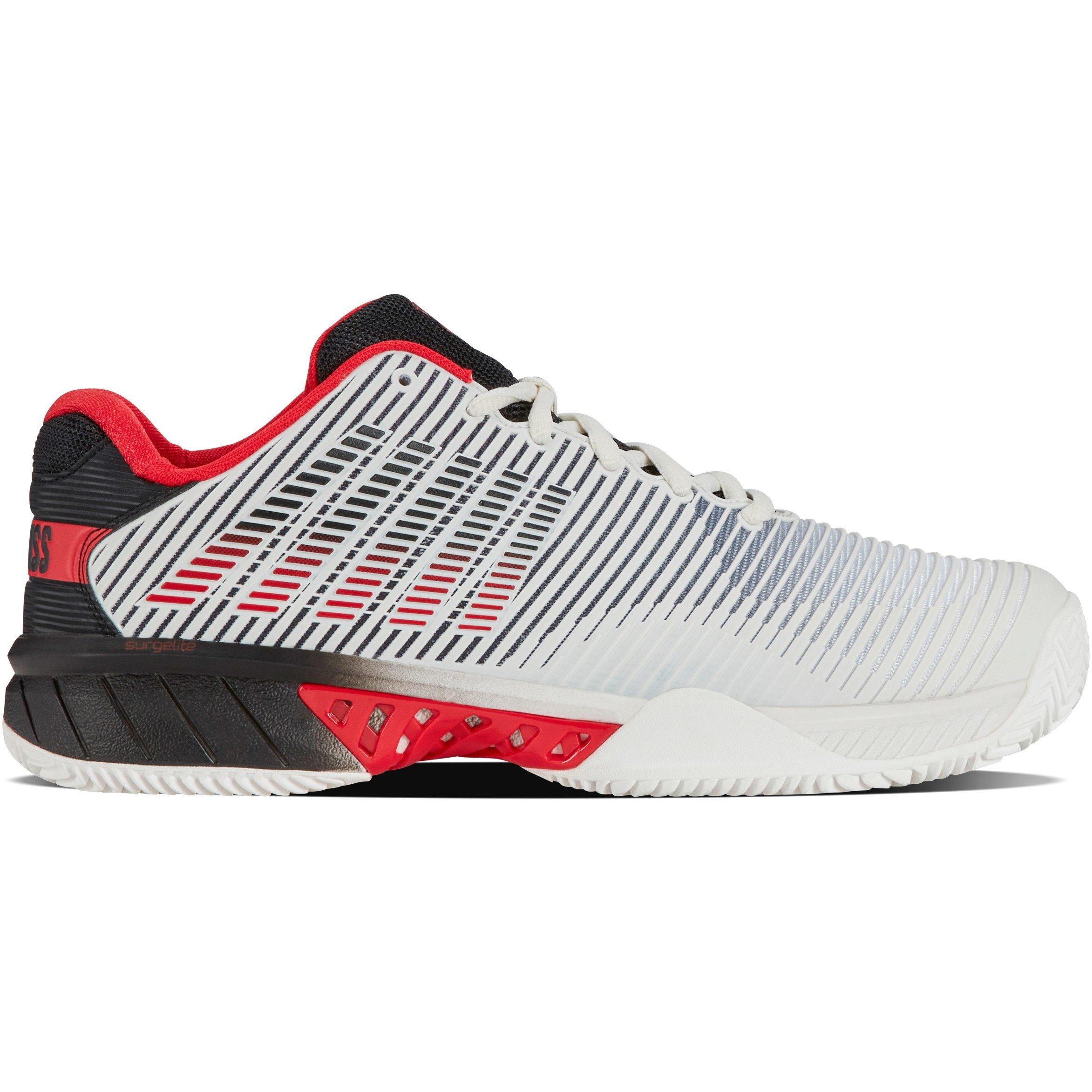 K-Swiss Men's Hypercourt Express 2 Hard Court Lace Up Tennis Shoes - White/Limo/Red