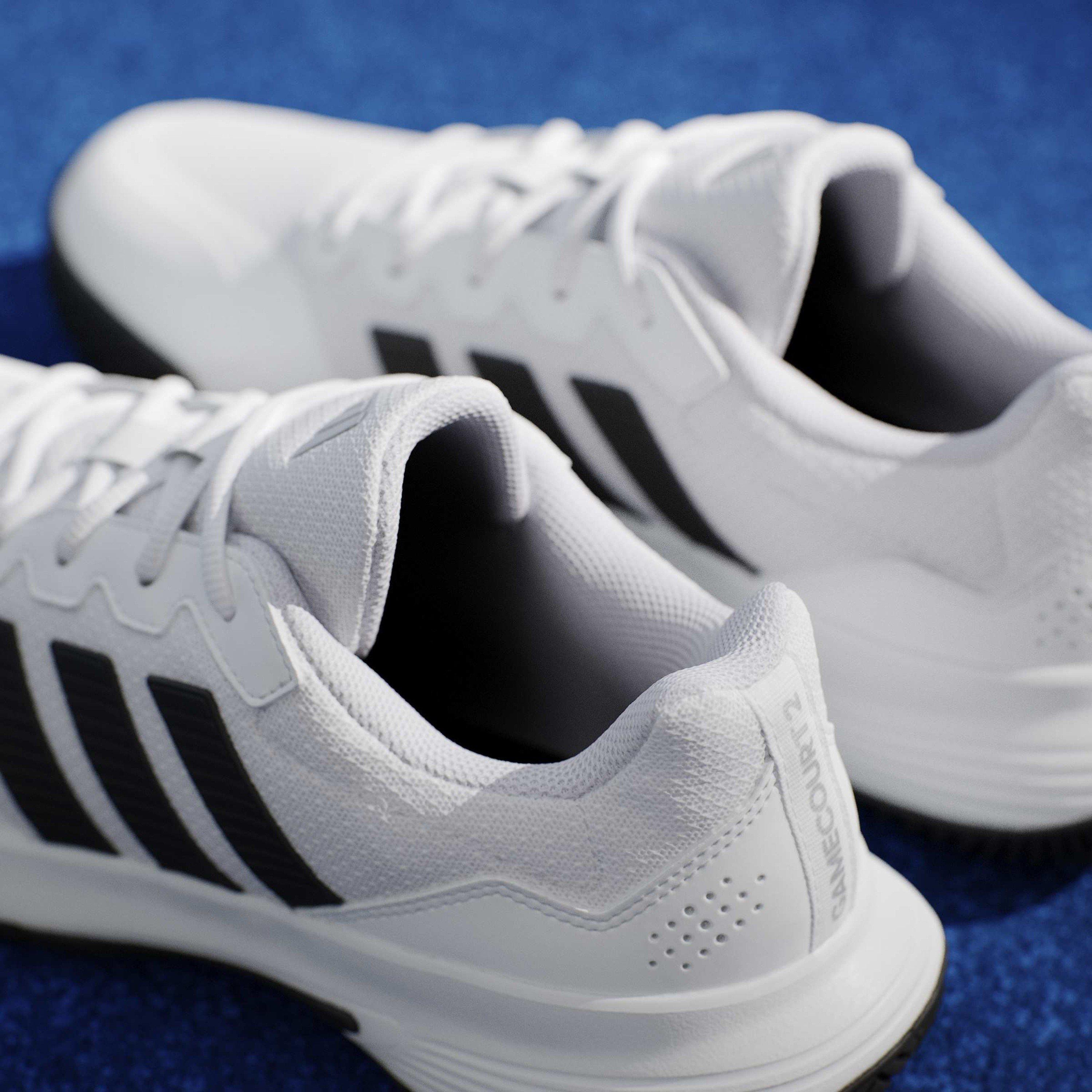 Wht/Blk/Silver - adidas - GameCourt 2.0 Mens Shoes - 16