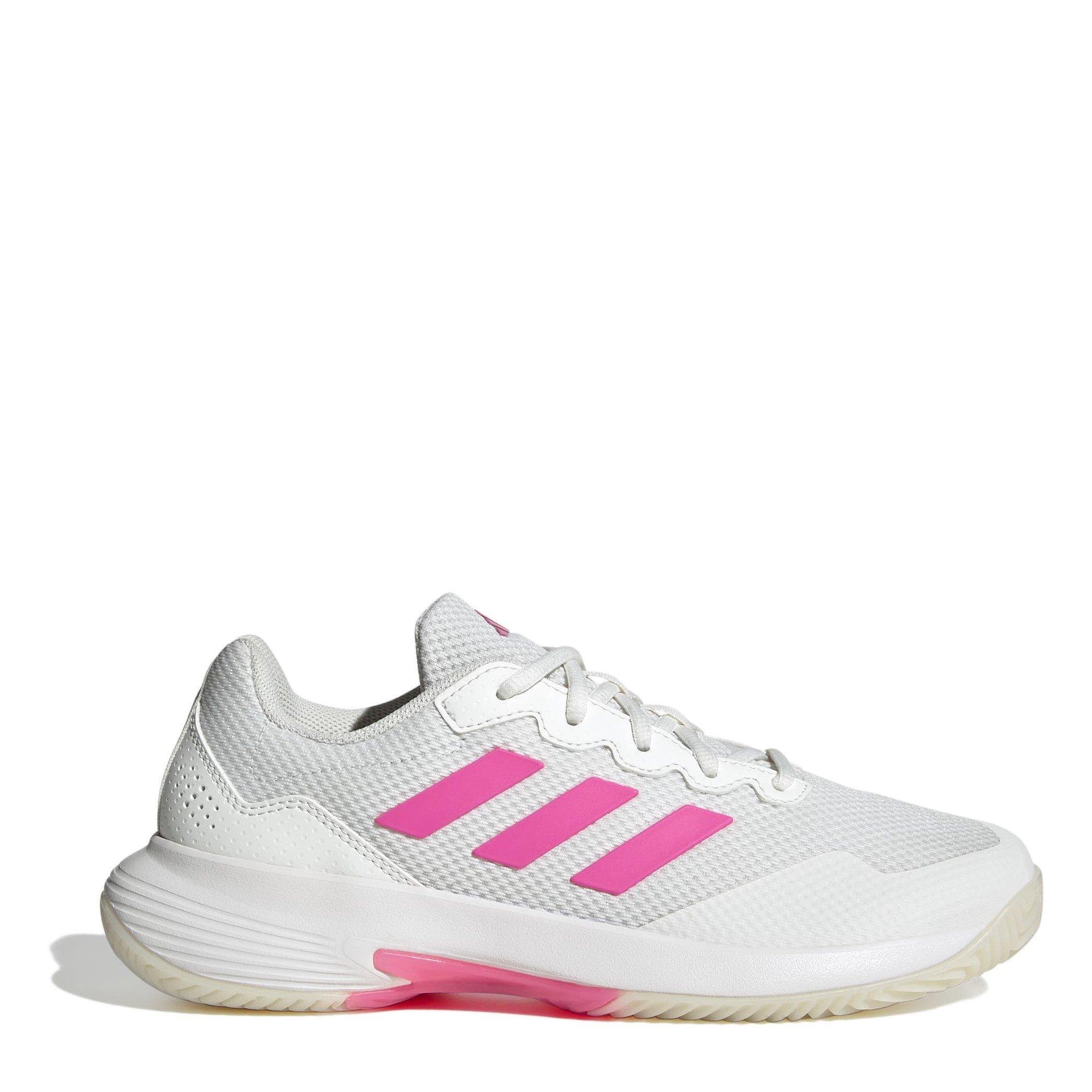 Adidas Women's Gamecourt 2.0 Tennis Shoes - Wht/Pink/Blk - 5 (38)