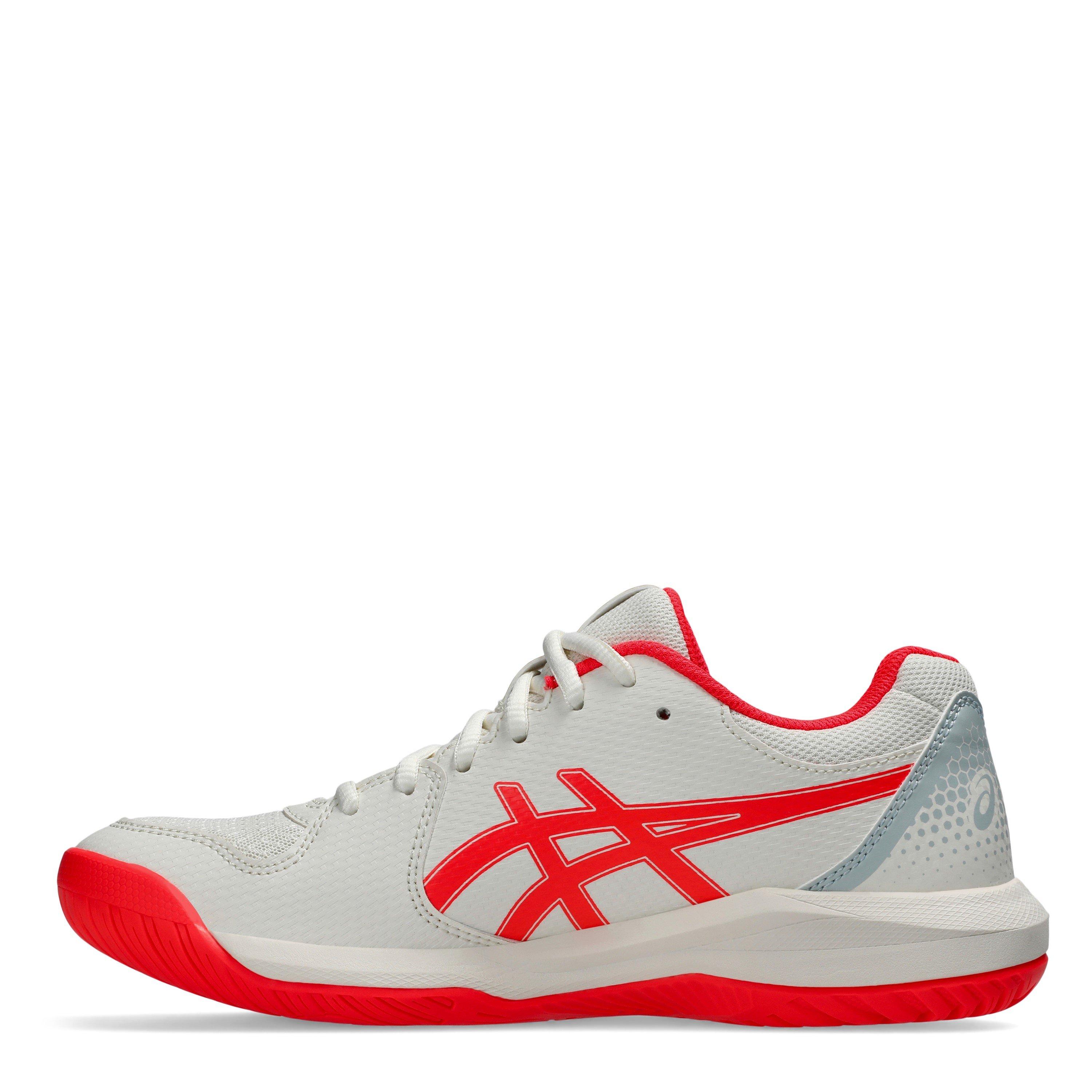 CREAM/FLASH RED - Asics - Gel-Dedicate 8 Womens Pickleball Shoes - 2