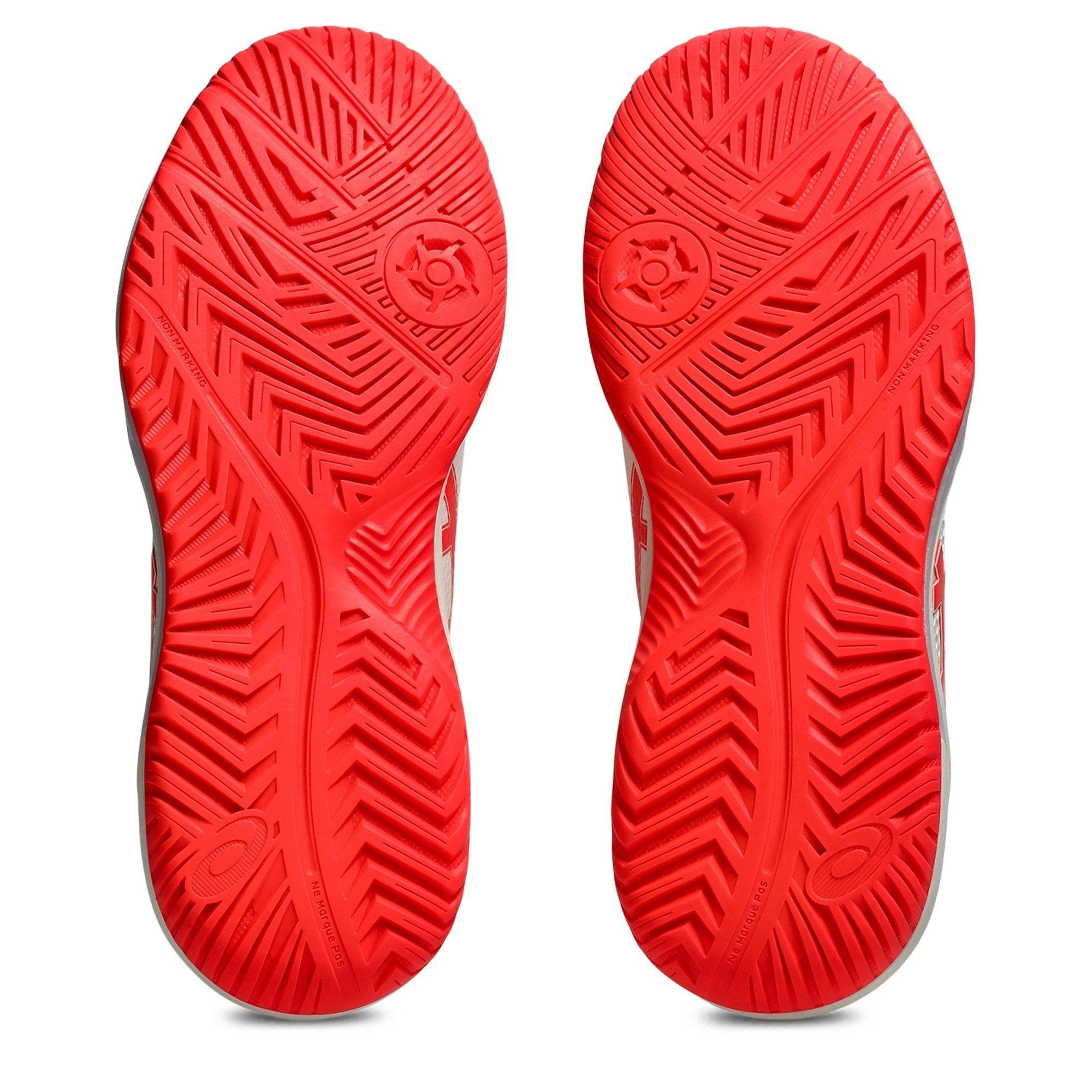 CREAM/FLASH RED - Asics - Gel-Dedicate 8 Womens Pickleball Shoes - 3