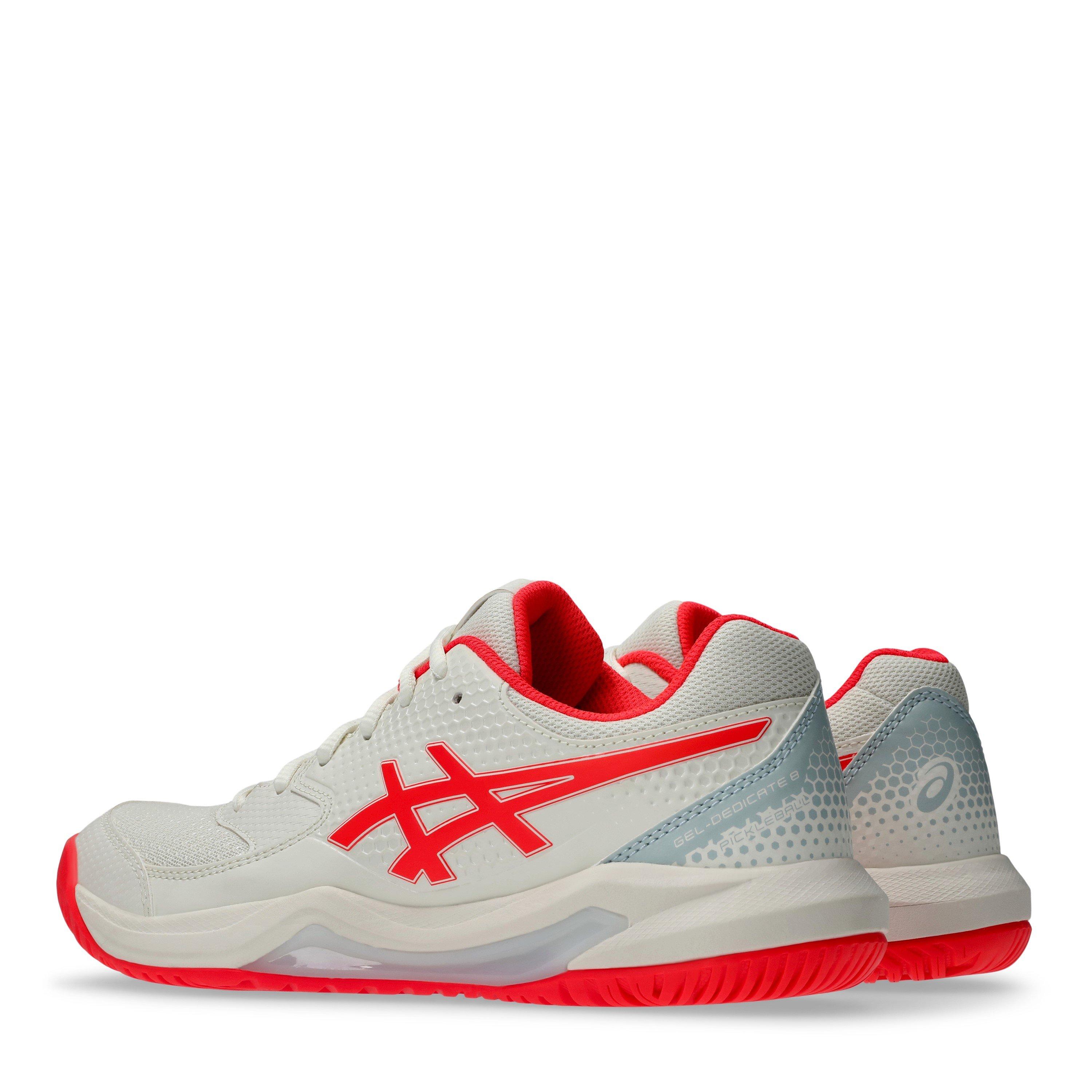 CREAM/FLASH RED - Asics - Gel-Dedicate 8 Womens Pickleball Shoes - 5