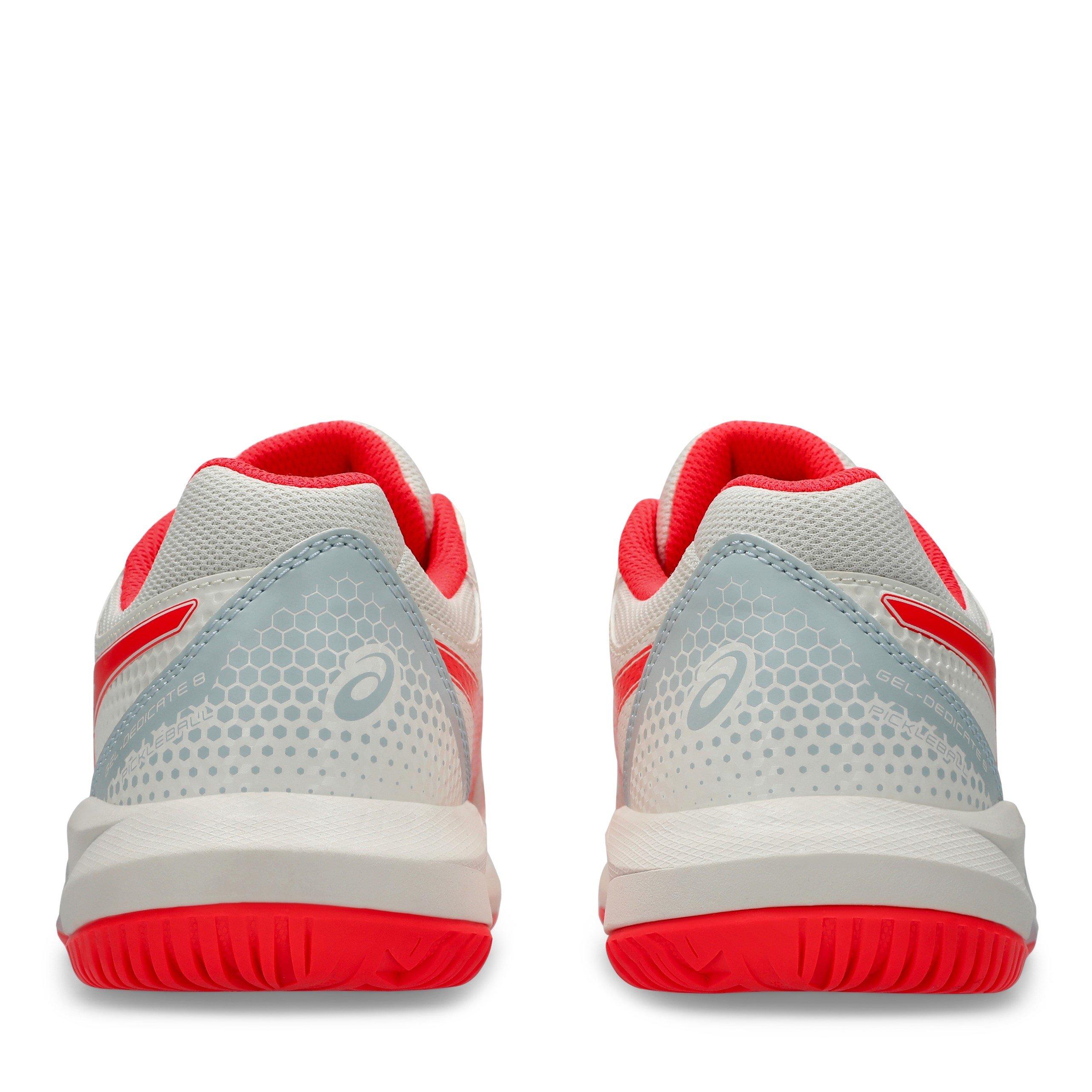 CREAM/FLASH RED - Asics - Gel-Dedicate 8 Womens Pickleball Shoes - 7