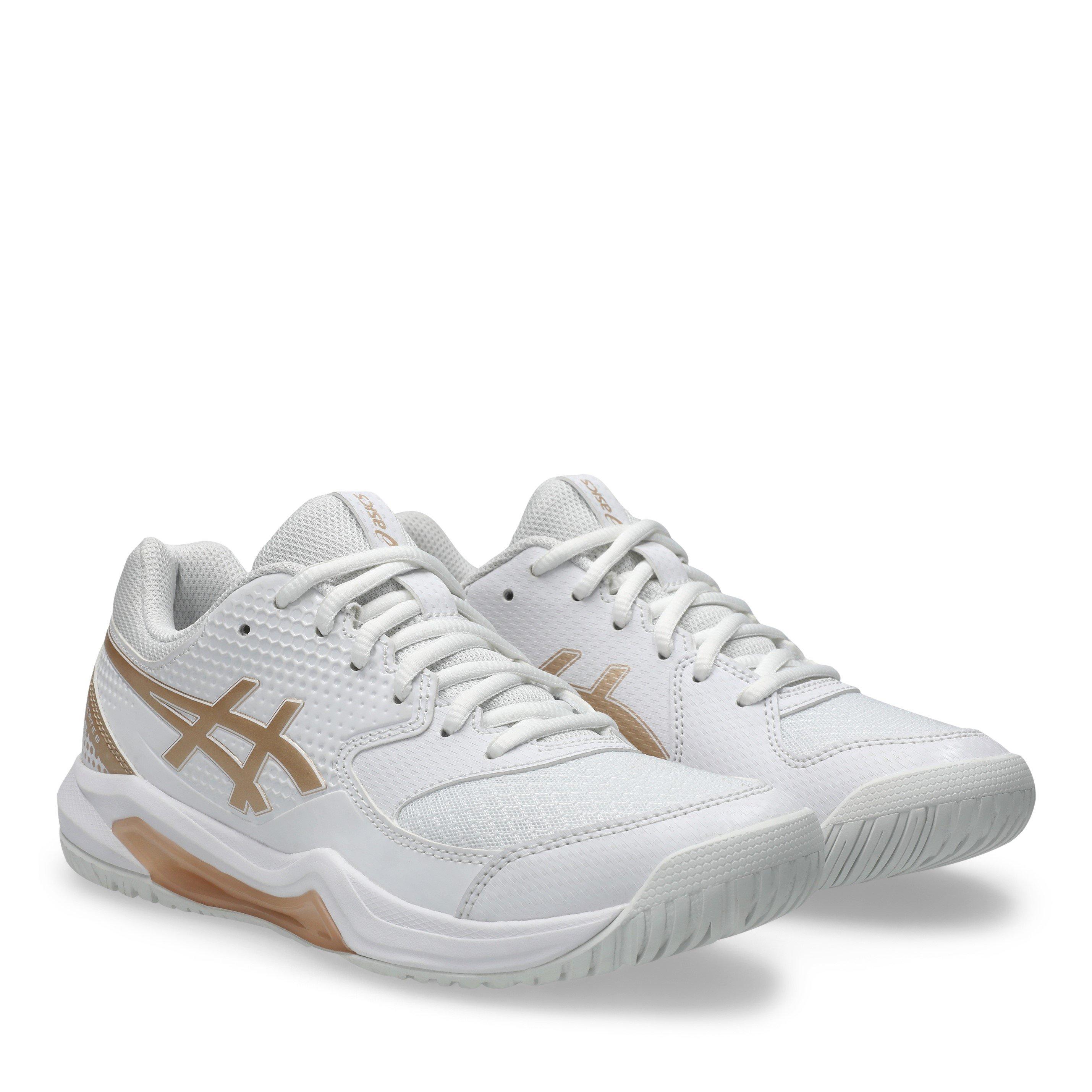WHITE/CHAMPAGNE - Asics - Gel-Dedicate 8 Womens Pickleball Shoes - 4
