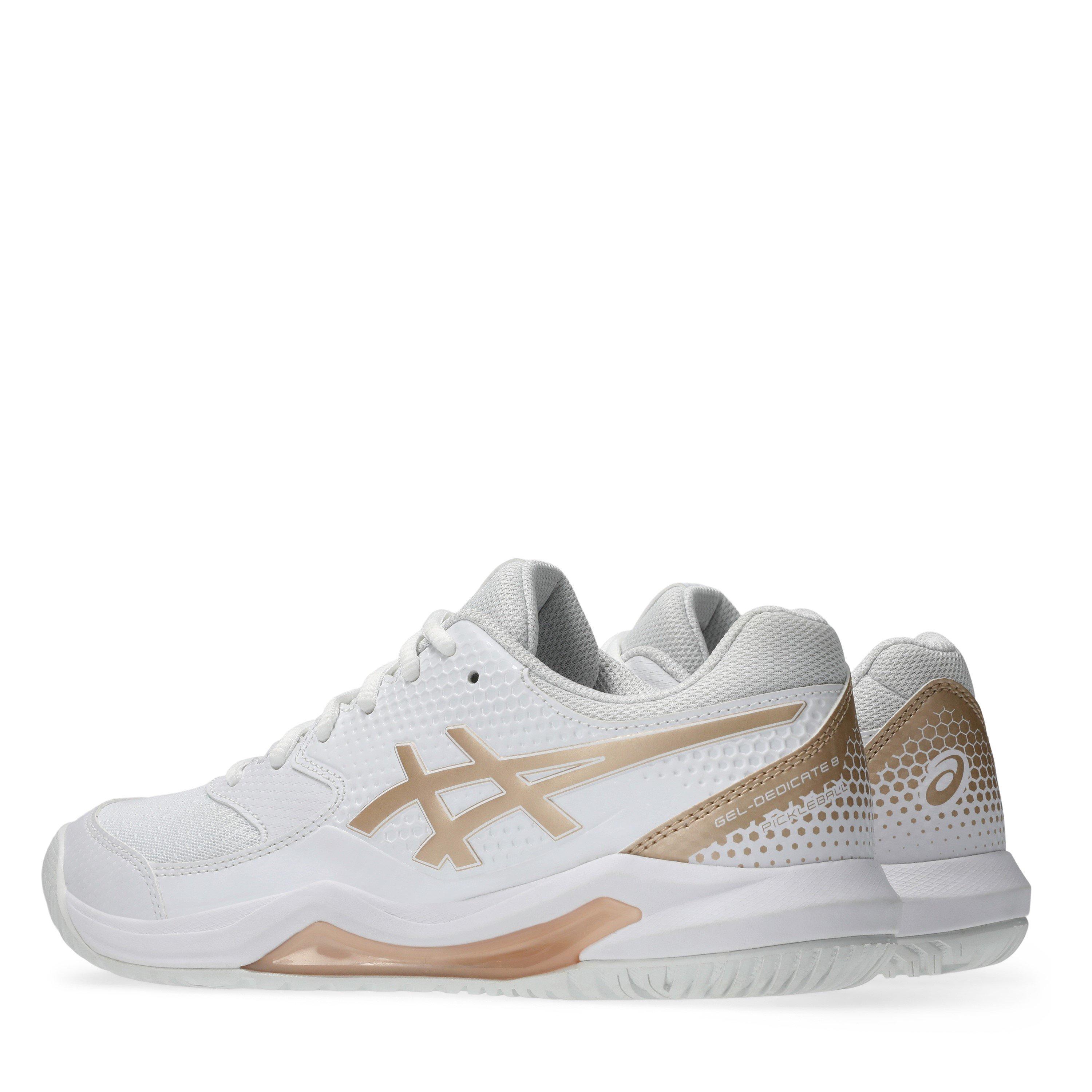 WHITE/CHAMPAGNE - Asics - Gel-Dedicate 8 Womens Pickleball Shoes - 5