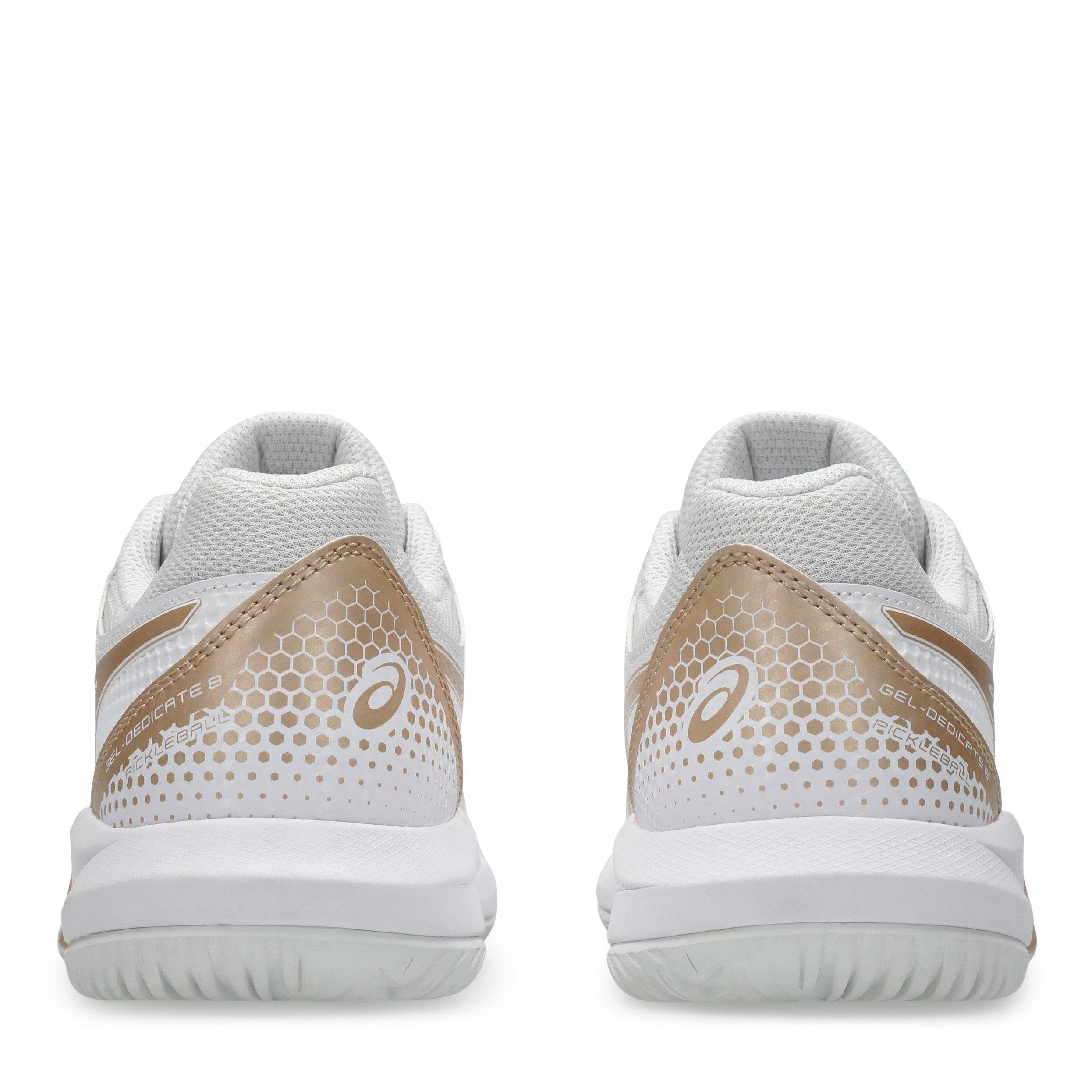 WHITE/CHAMPAGNE - Asics - Gel-Dedicate 8 Womens Pickleball Shoes - 7