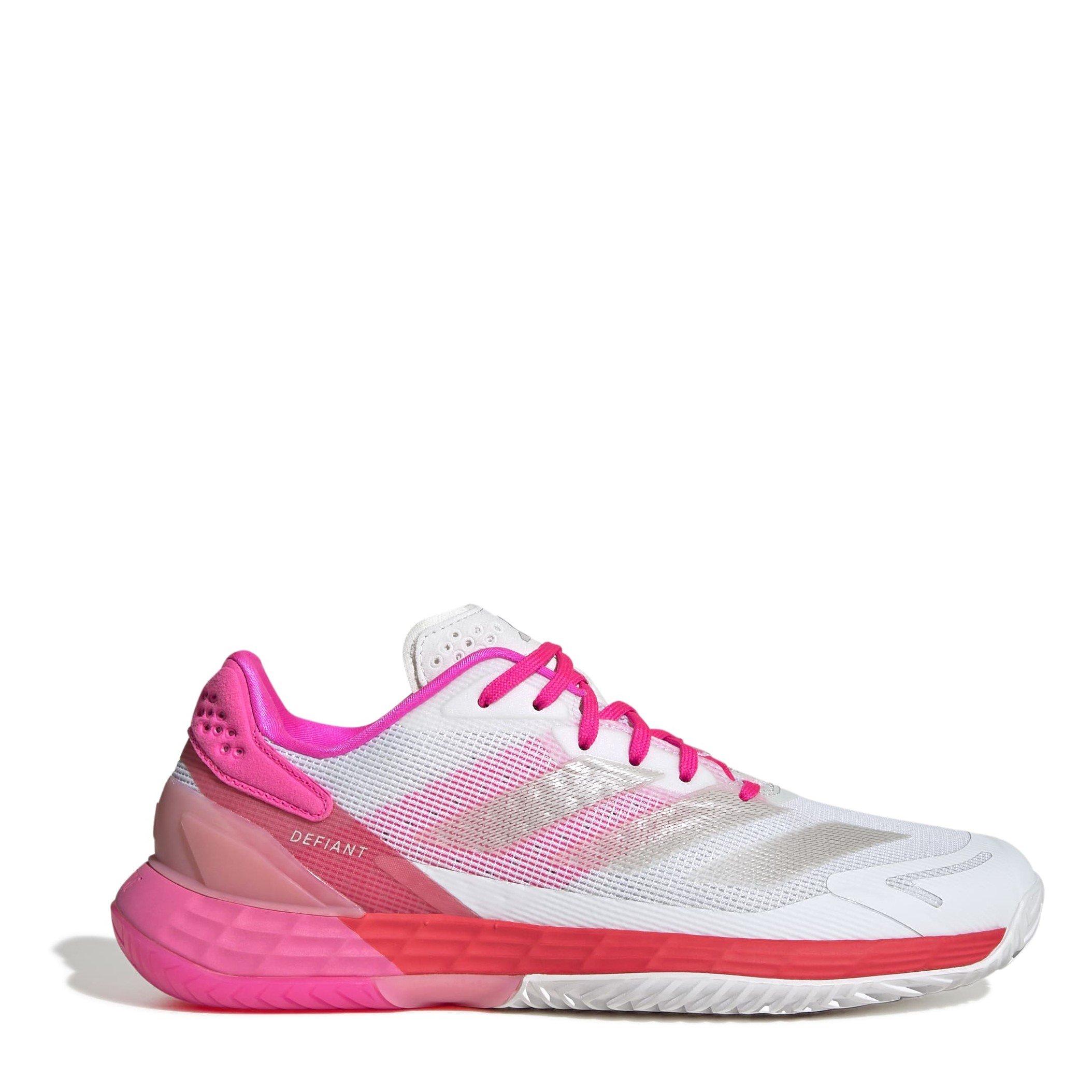 Adidas Women's Defiant Speed 2 Tennis Shoes - White/Pink - 5 (38)