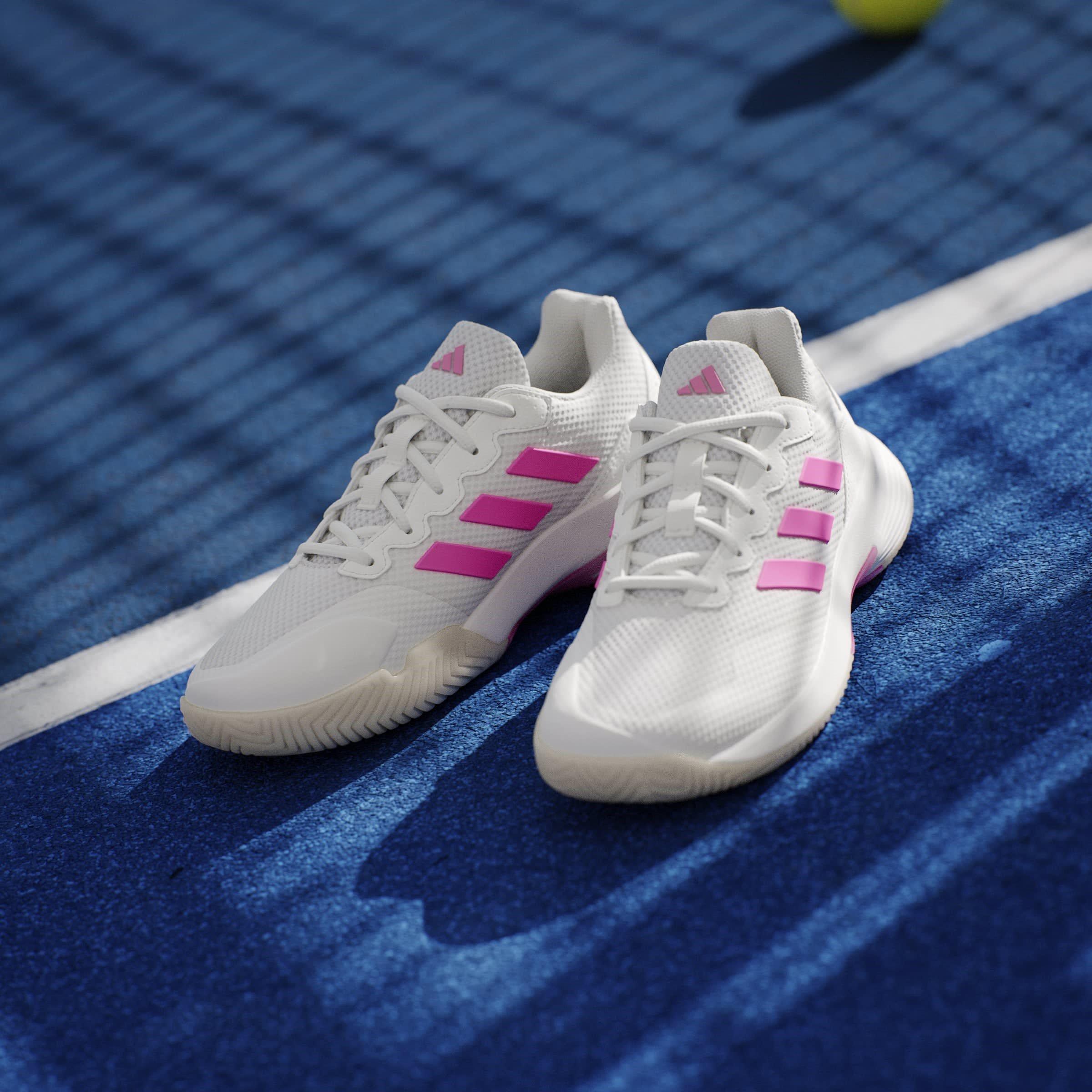 White/Pink/CBlk - adidas - GameCourt 2.0 Womens Shoes - 12