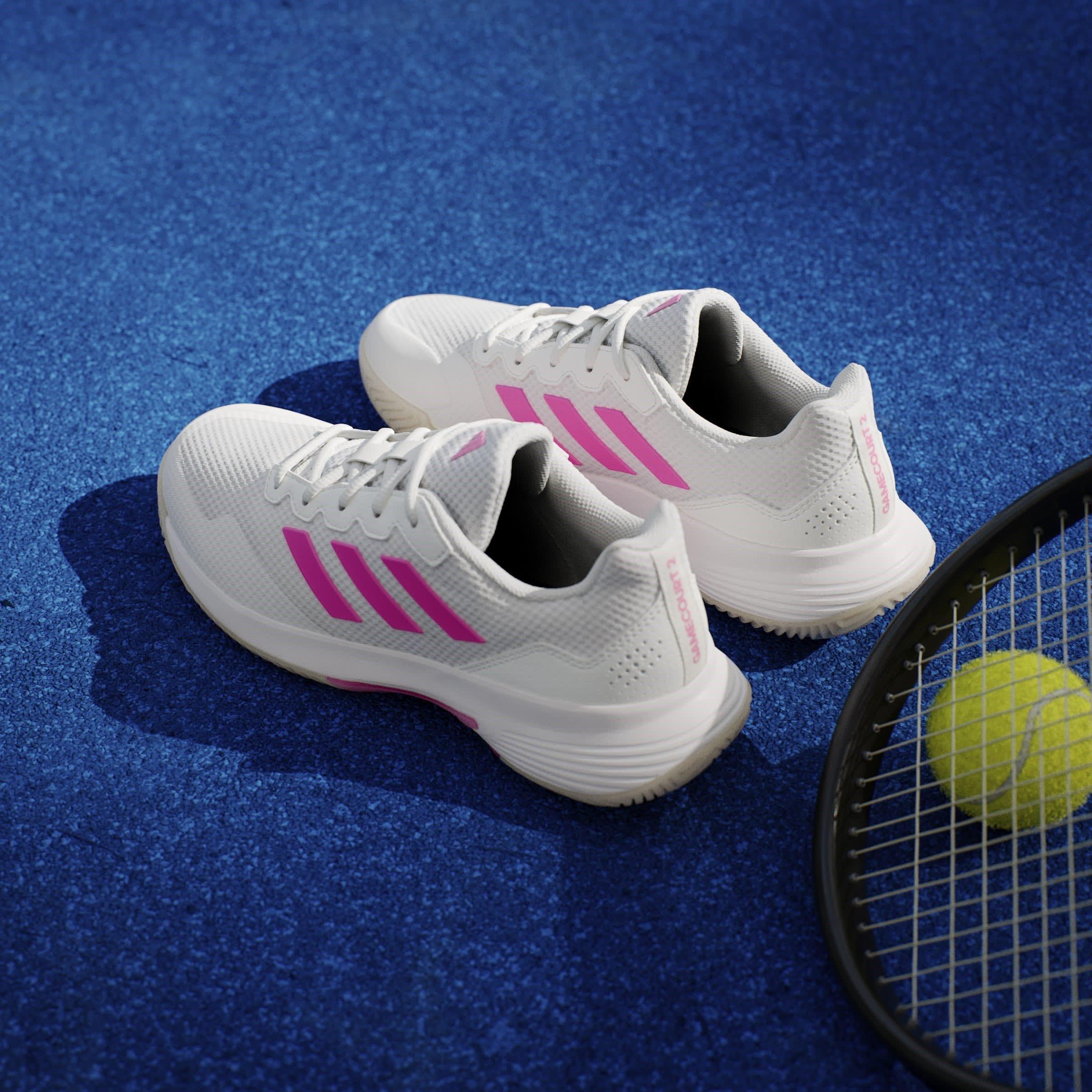 White/Pink/CBlk - adidas - GameCourt 2.0 Womens Shoes - 13