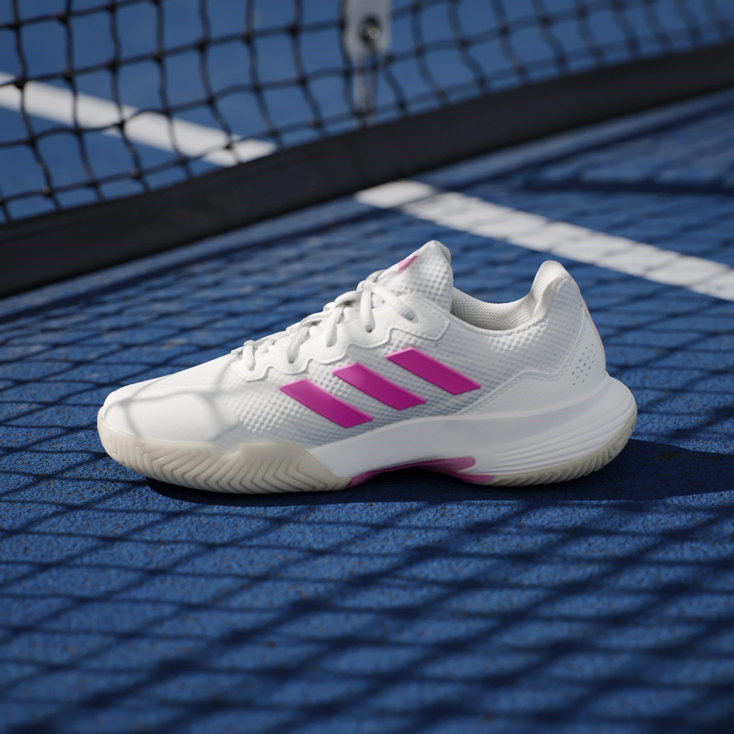 White/Pink/CBlk - adidas - GameCourt 2.0 Womens Shoes - 14