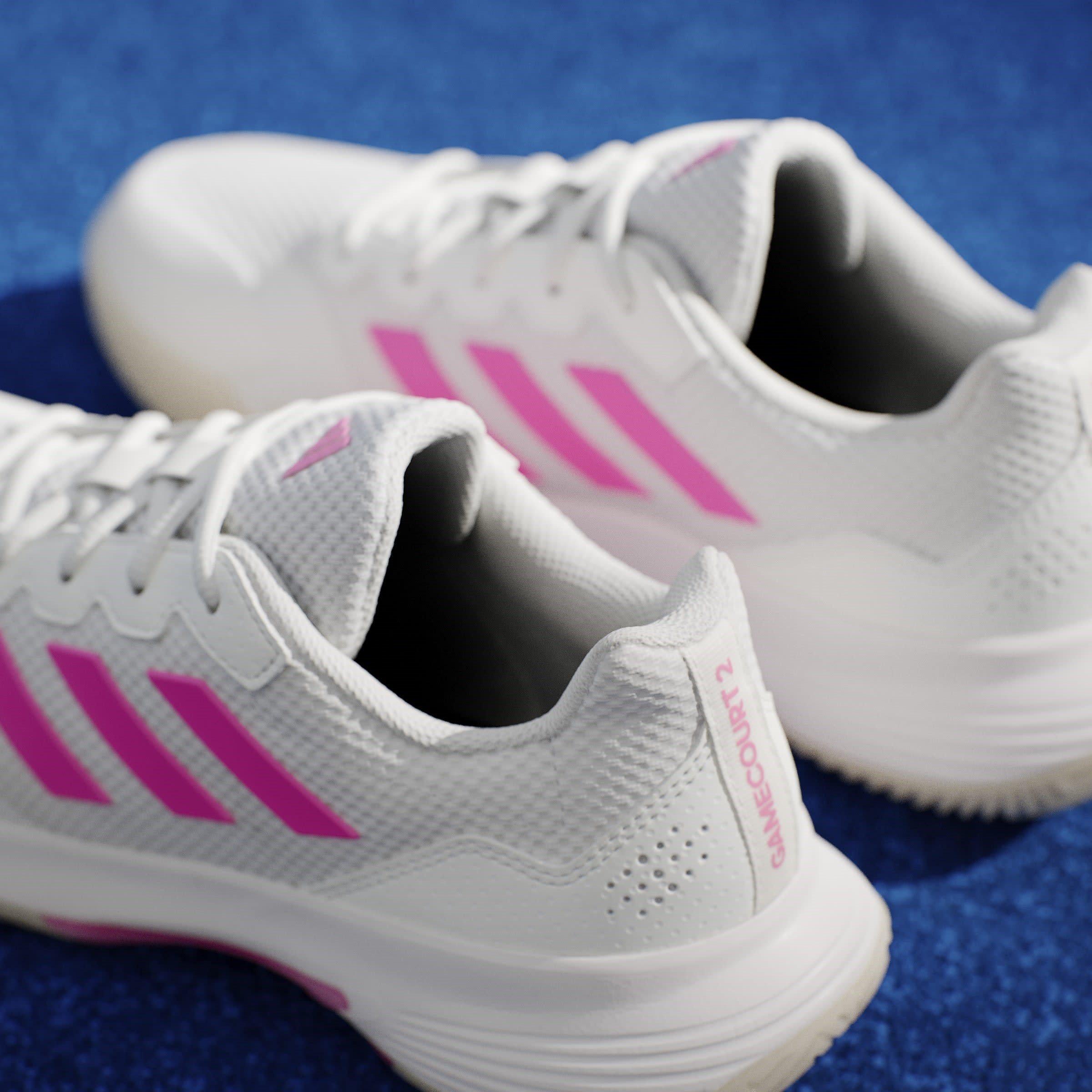 White/Pink/CBlk - adidas - GameCourt 2.0 Womens Shoes - 16