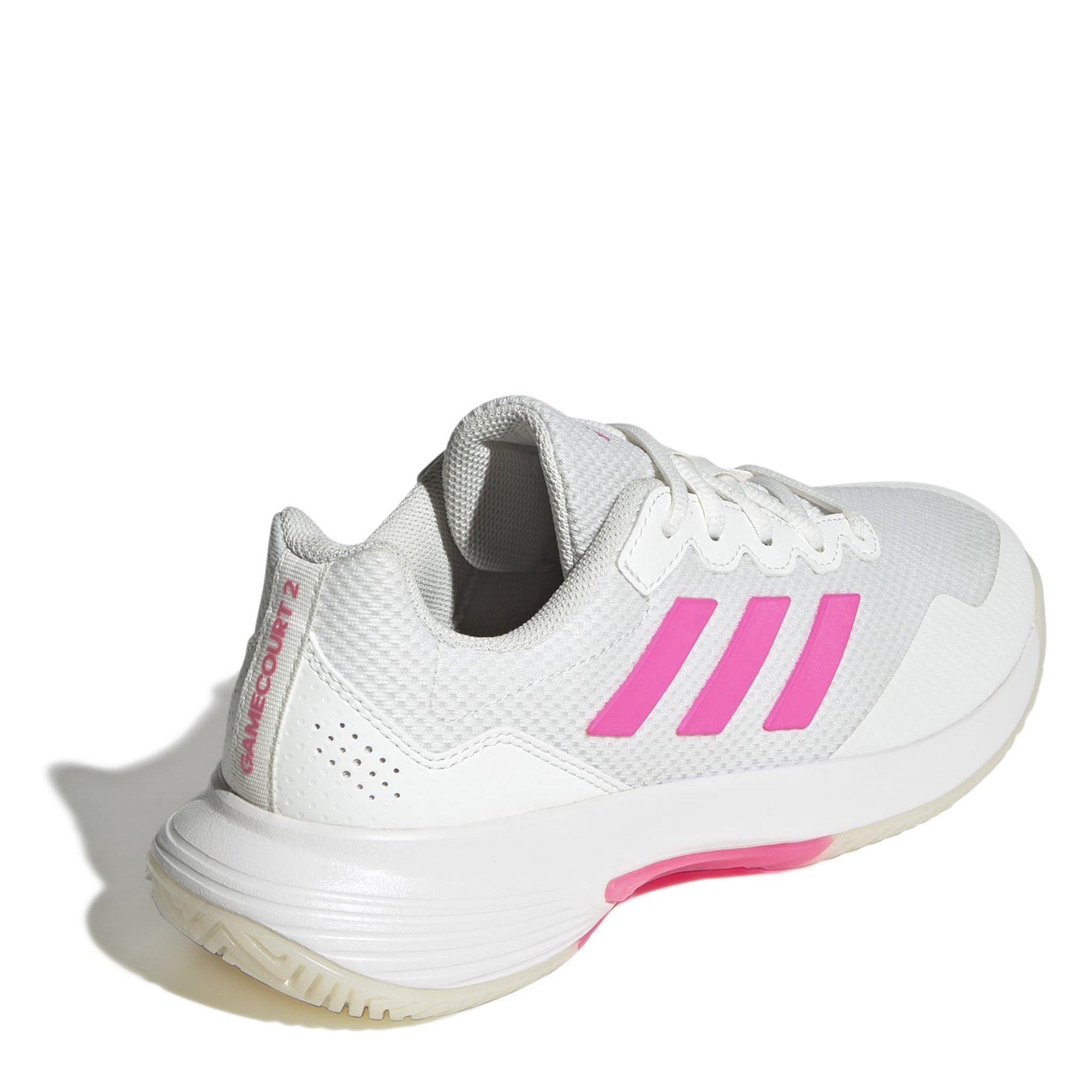 White/Pink/CBlk - adidas - GameCourt 2.0 Womens Shoes - 4