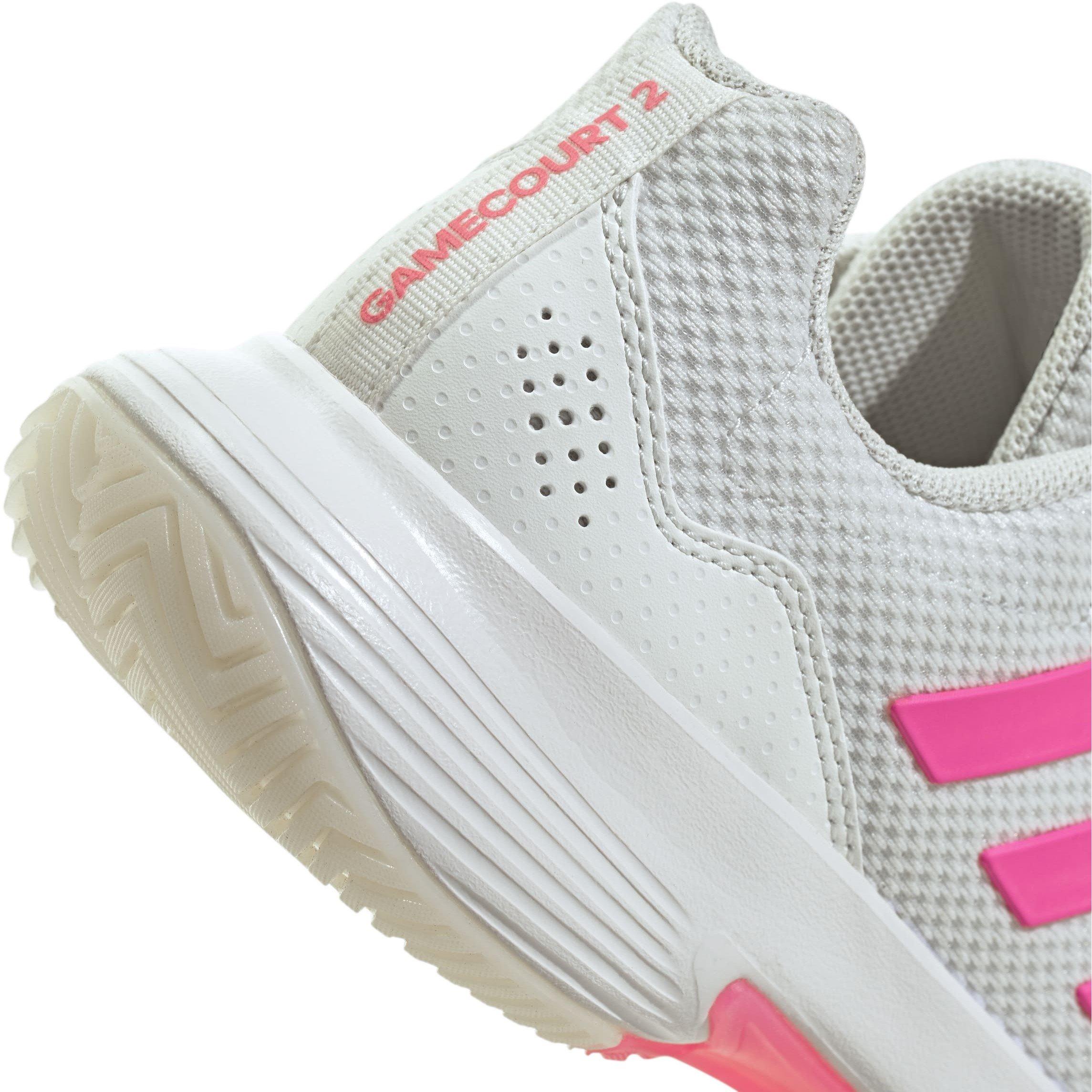 White/Pink/CBlk - adidas - GameCourt 2.0 Womens Shoes - 8